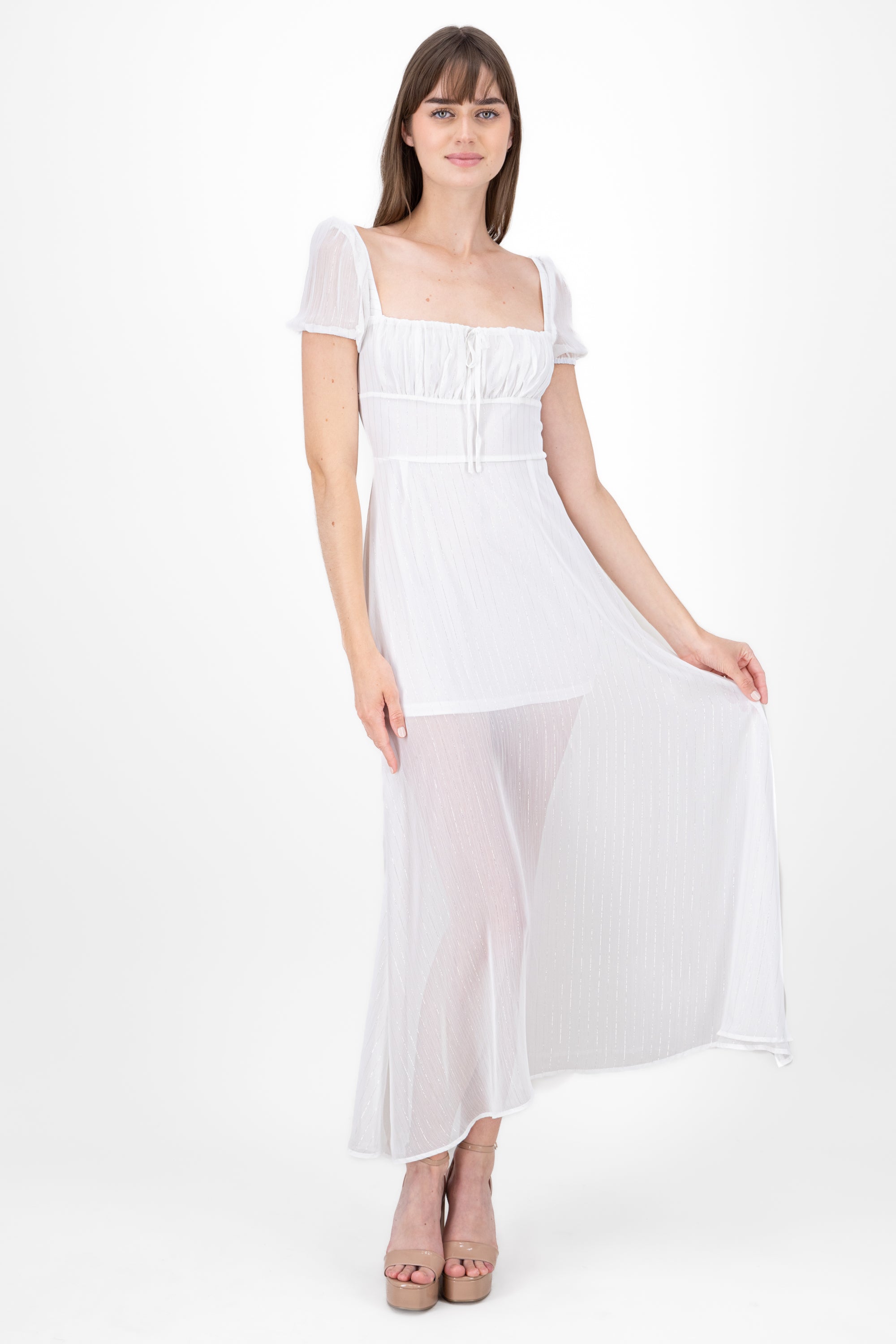 Lurex Maxi Smooth dress White Combo