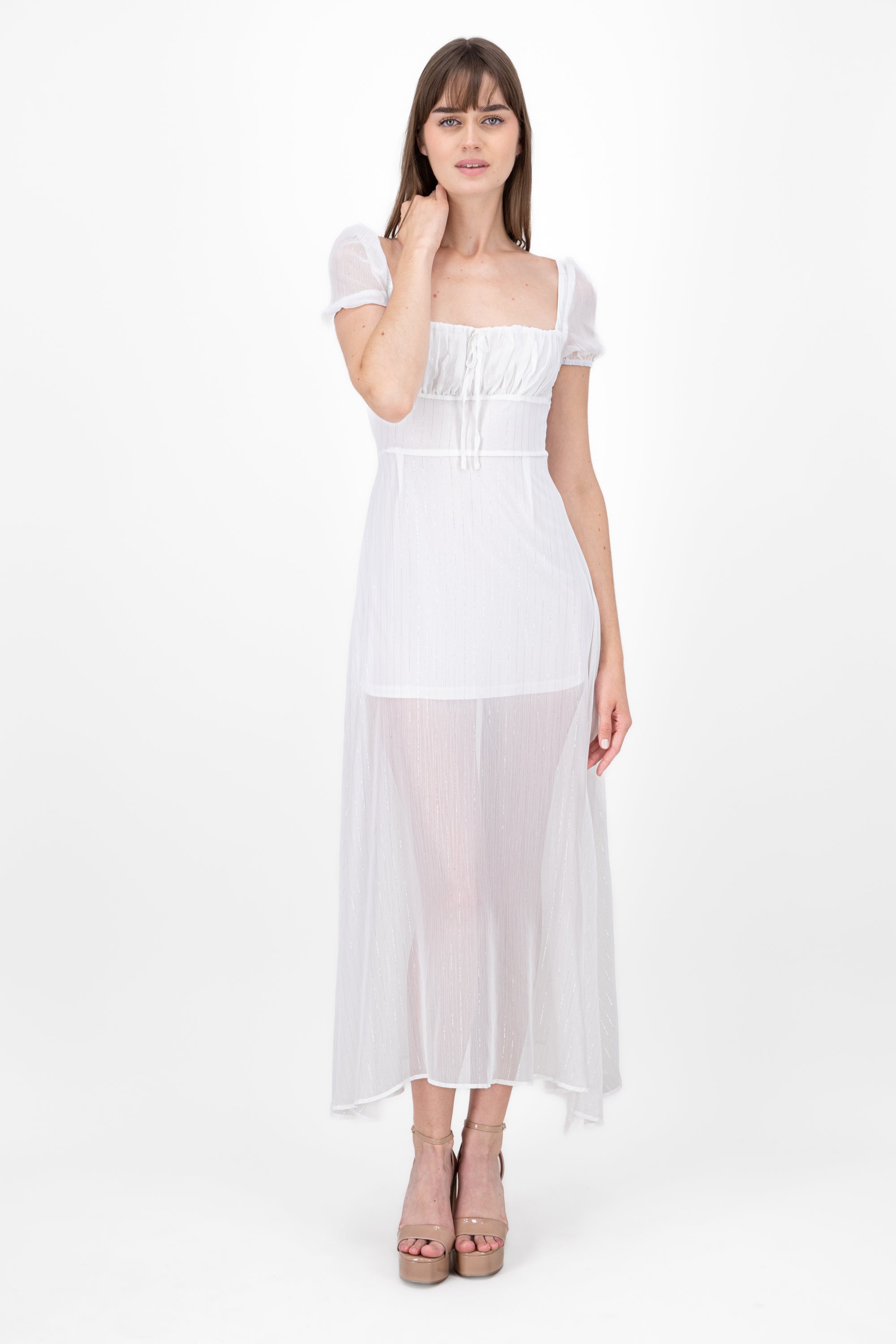 Lurex Maxi Smooth dress White Combo