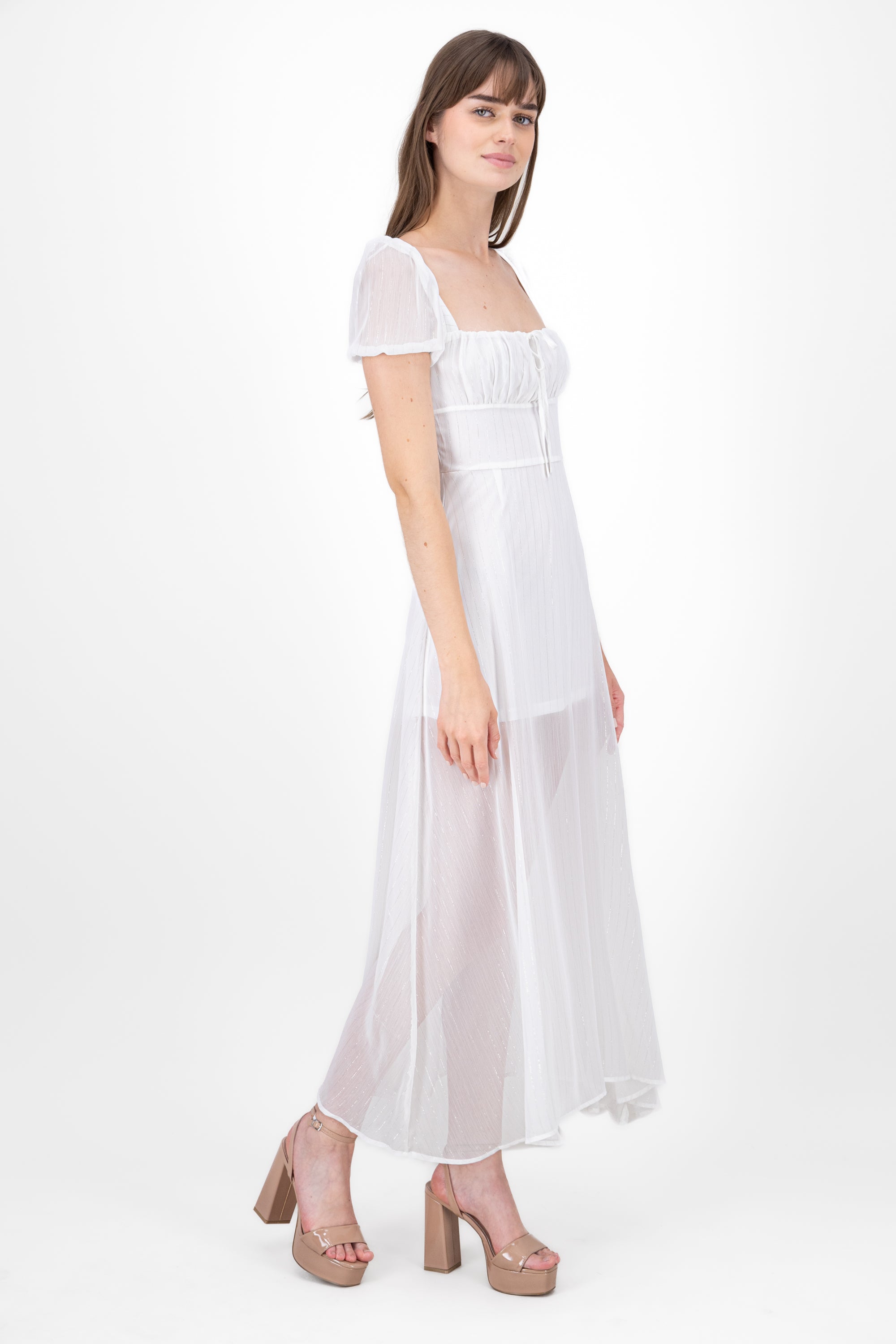 Lurex Maxi Smooth dress White Combo