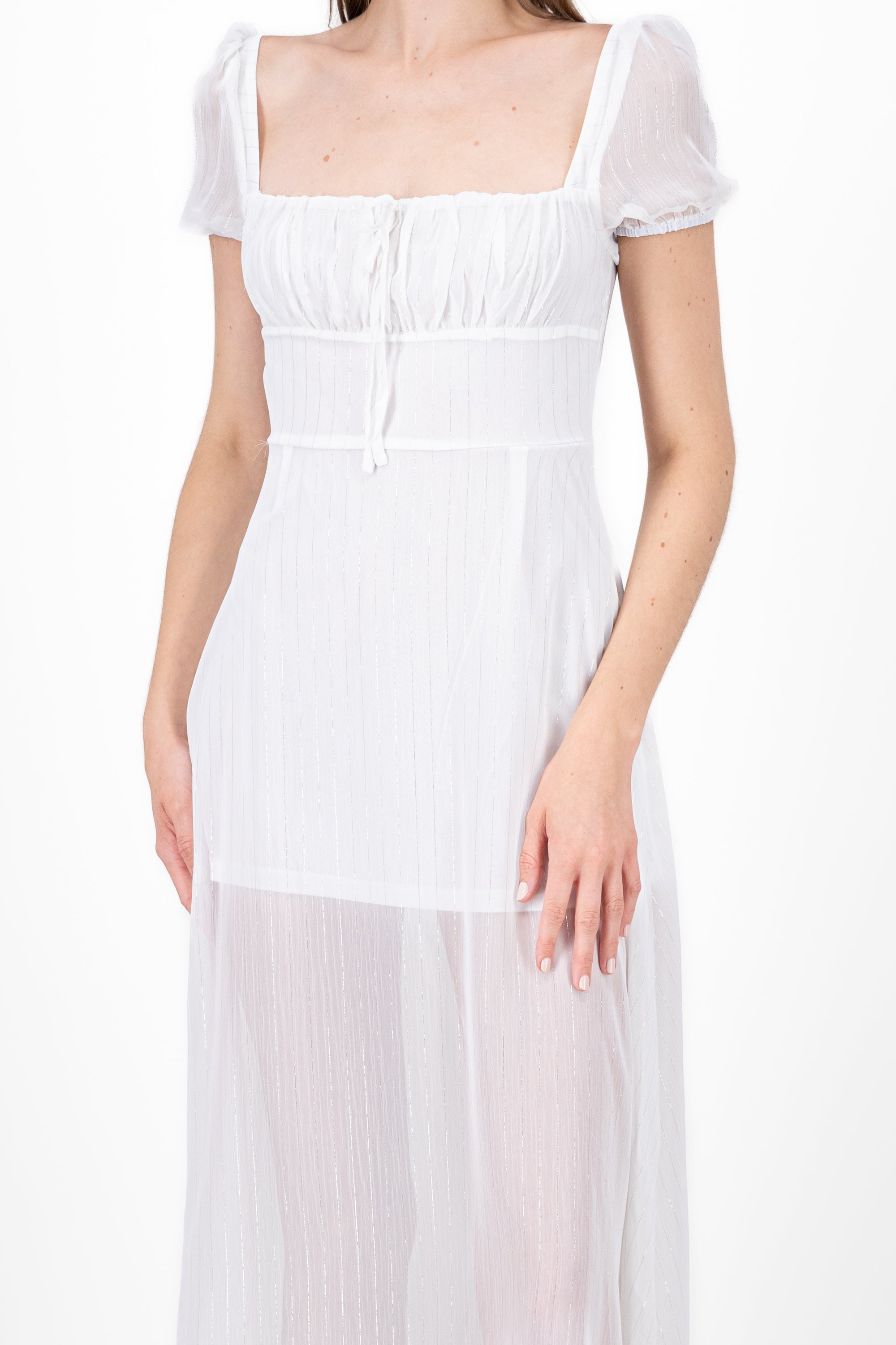 Lurex Maxi Smooth dress White Combo