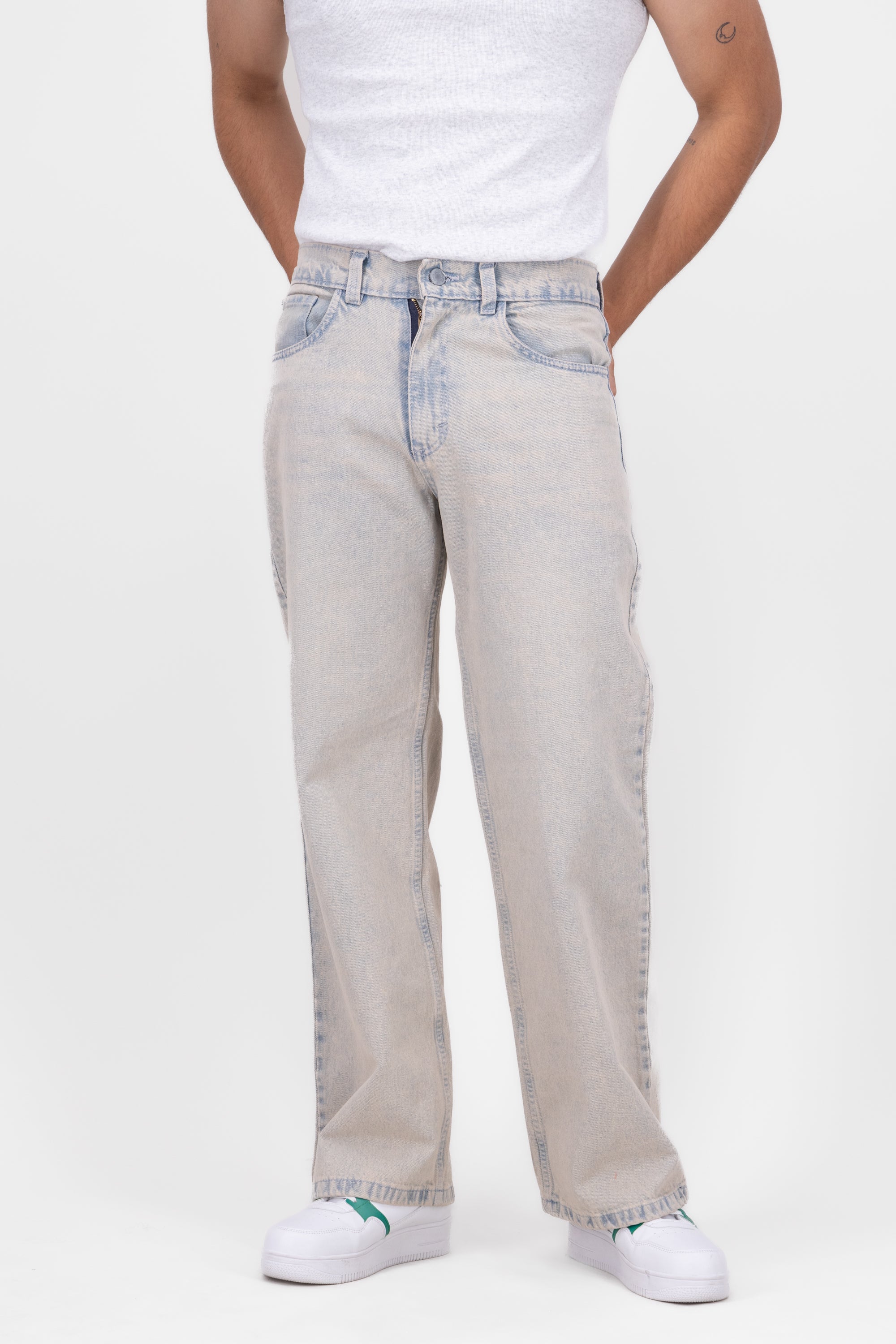 Jeans Básicos Wide Faded GRIS