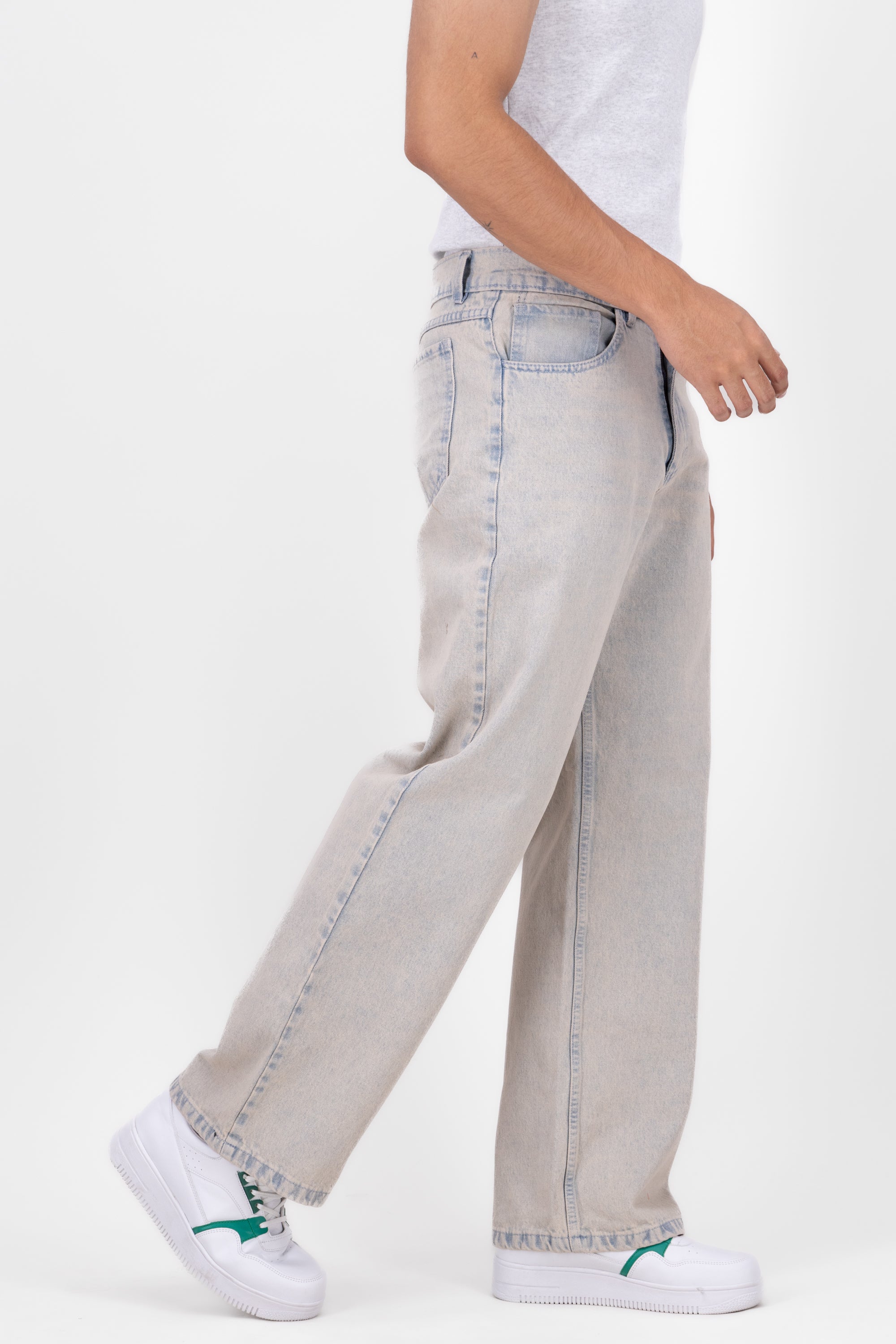 Wide Faded basic jeans GREY