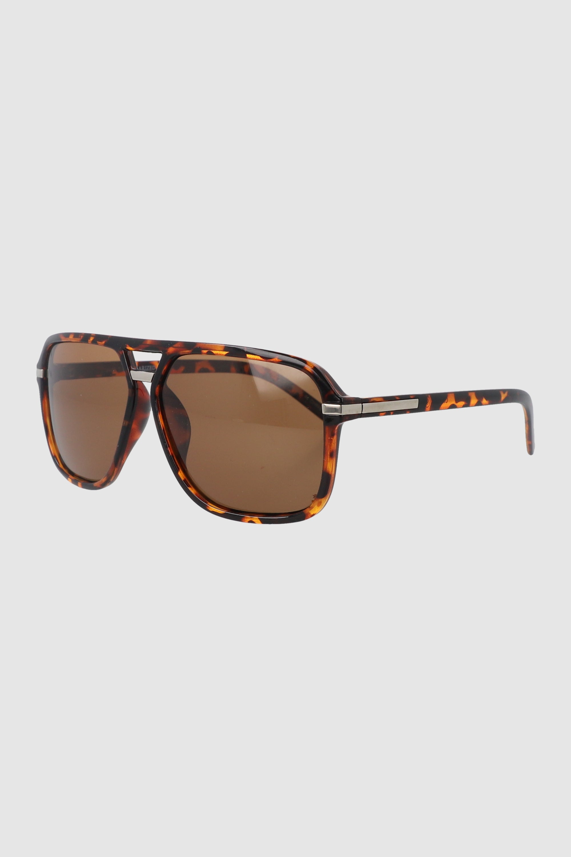 Retro Metal Detail Aviator Lenses COFFEE