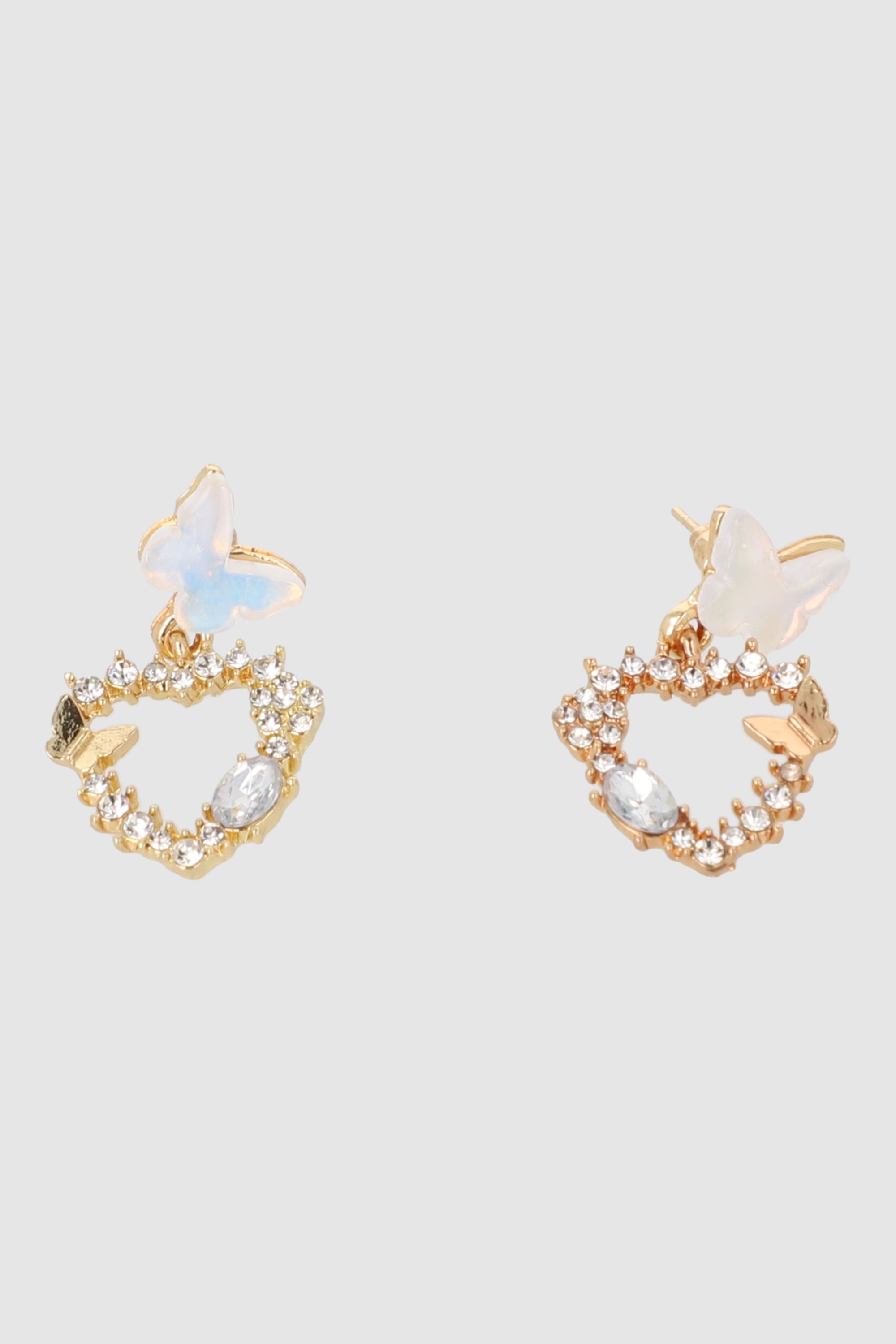 ARETES MARIPOSA CORAZON BLANCO