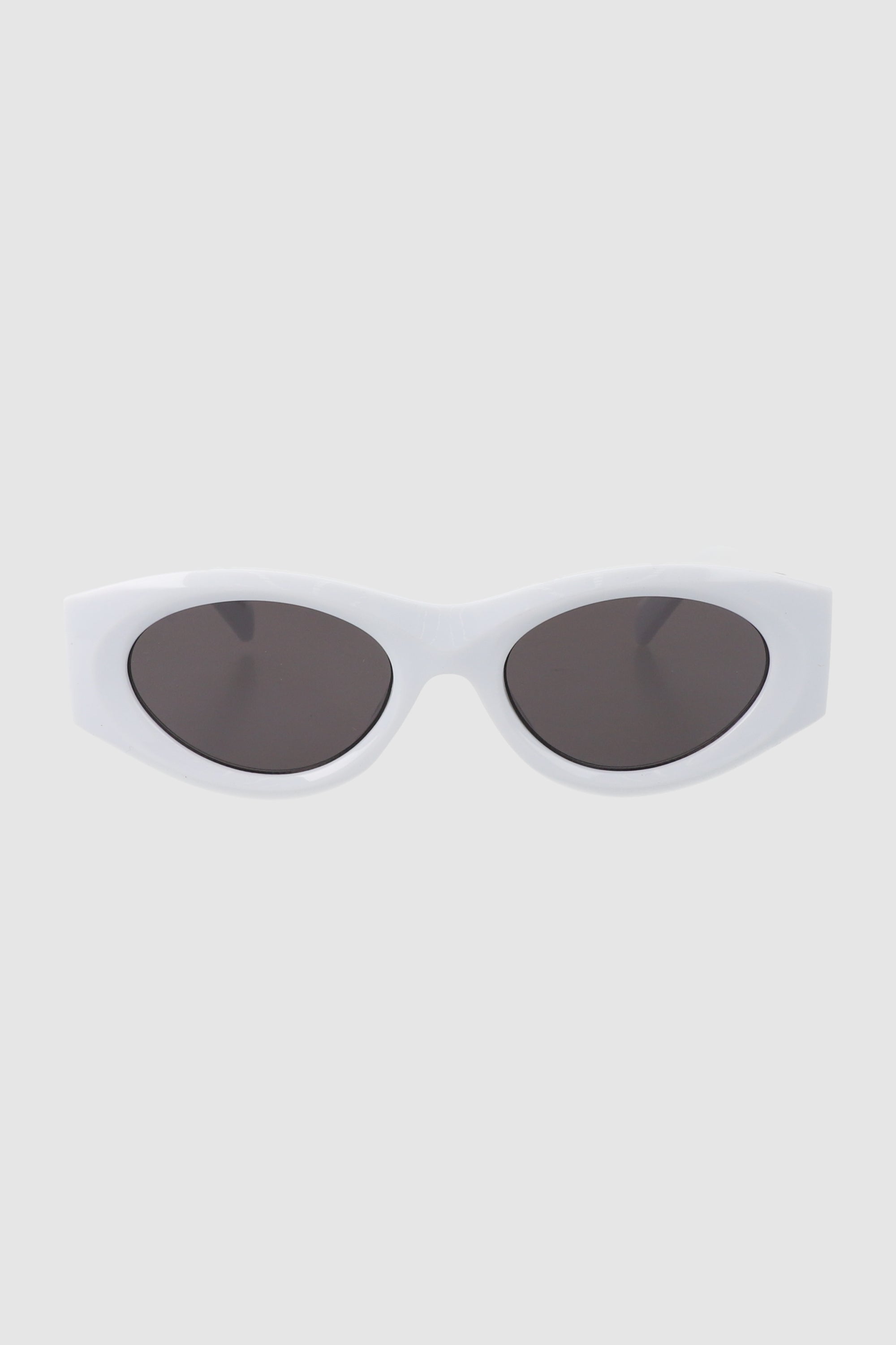 Flat edge oval glasses WHITE