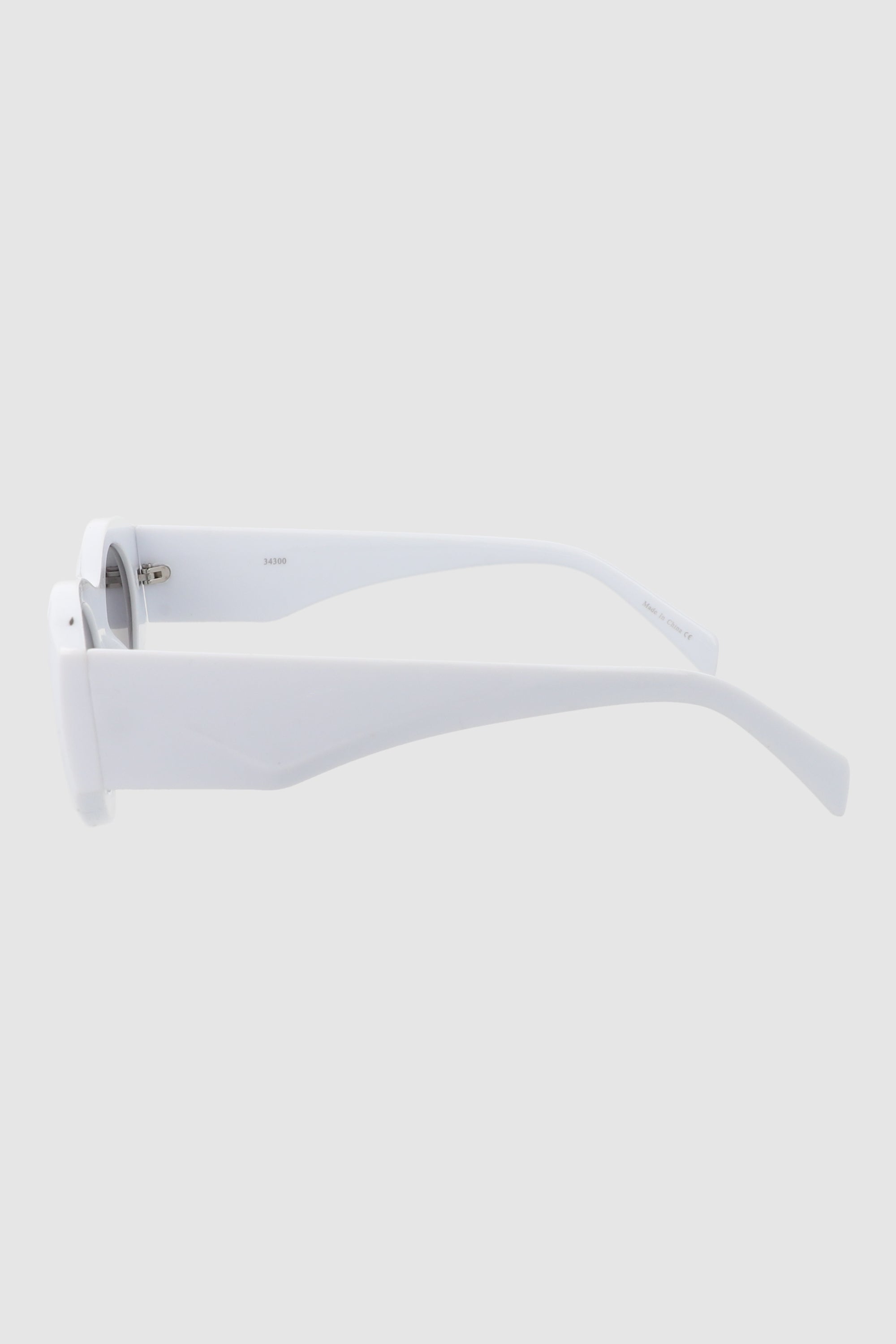 Flat edge oval glasses WHITE