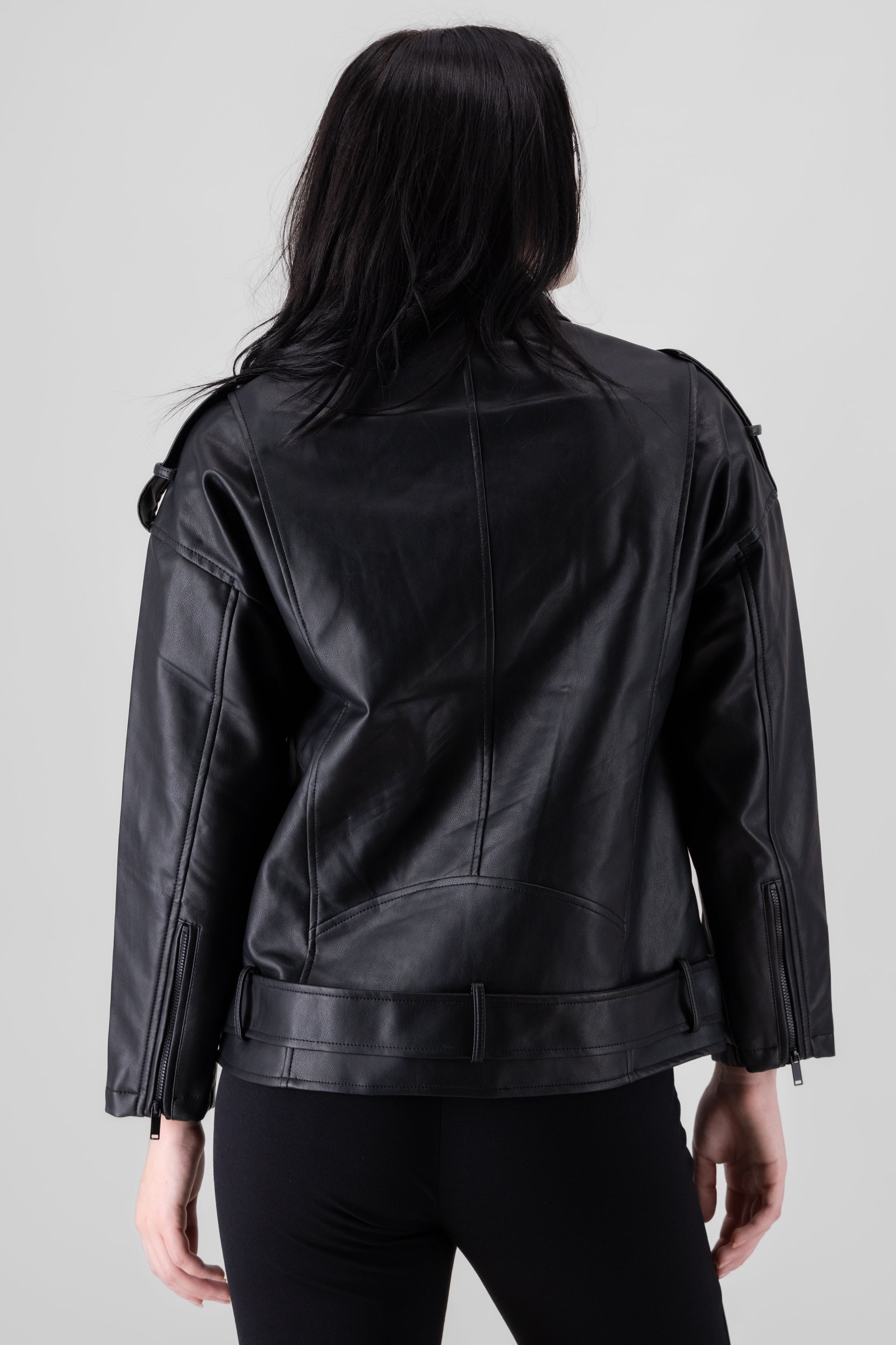 Moocolor Oversized Biker Chamarra BLACK