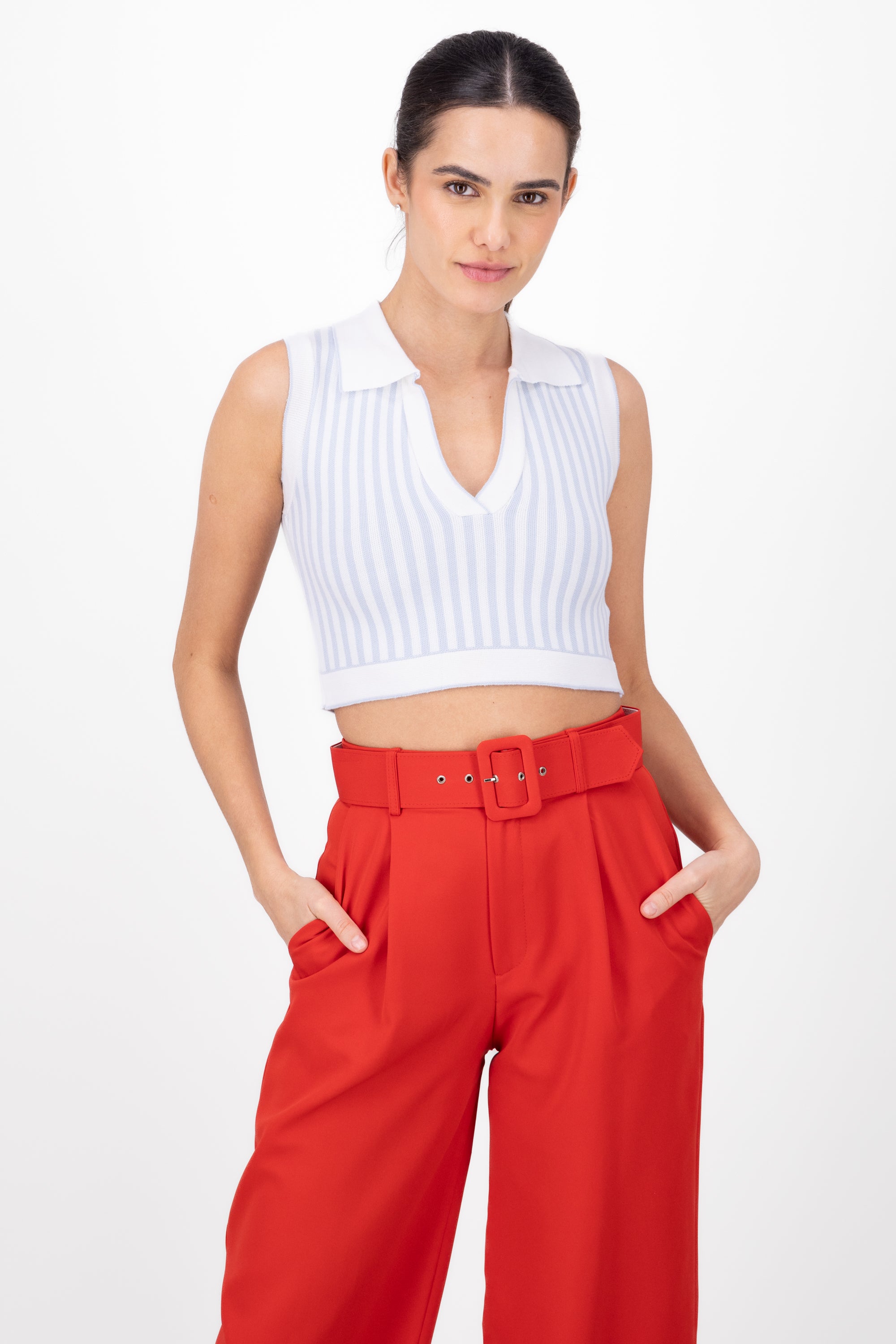 Top tejido polo rayas AZUL COMBO