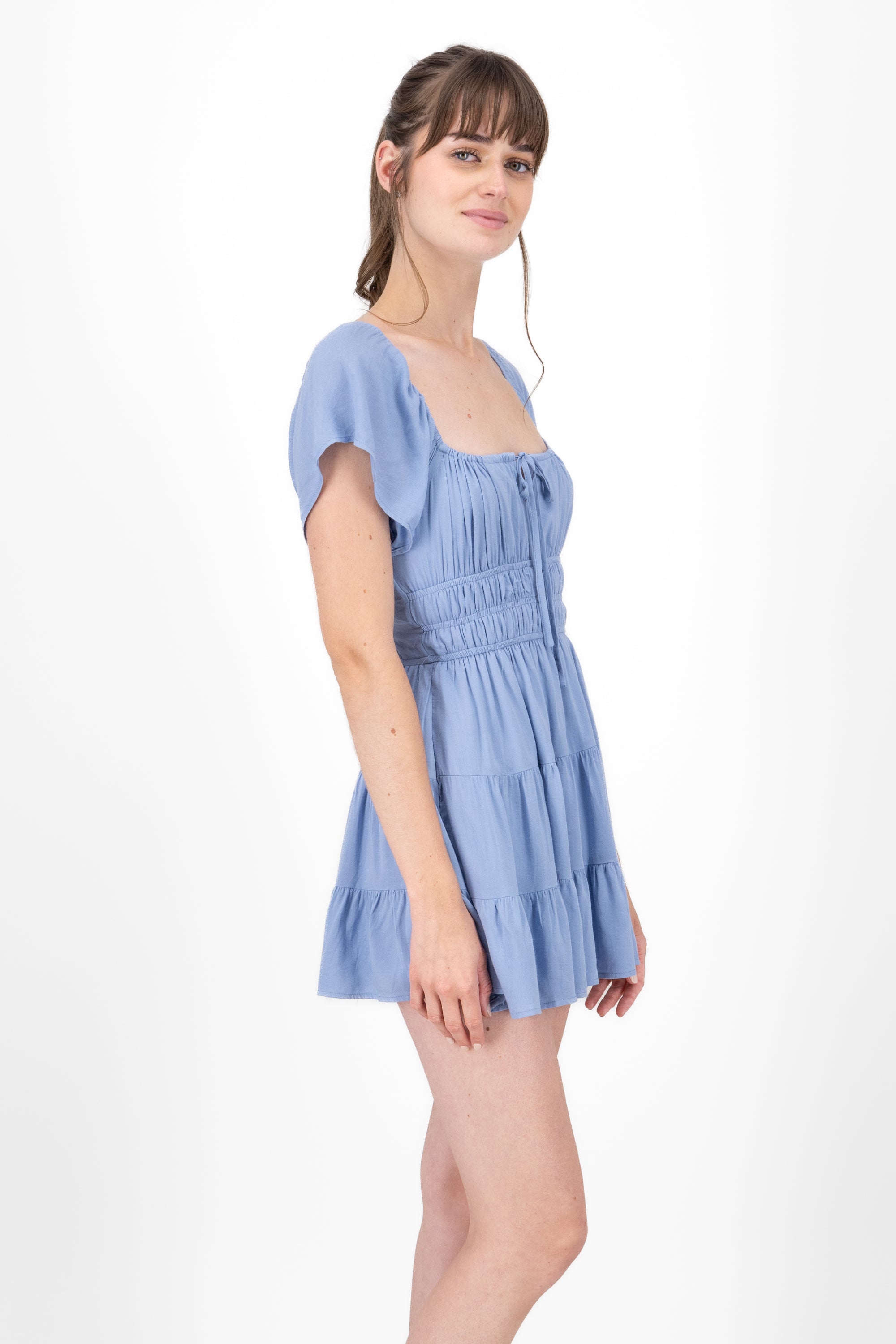Short sleeve dress in internal shorts Sky blue