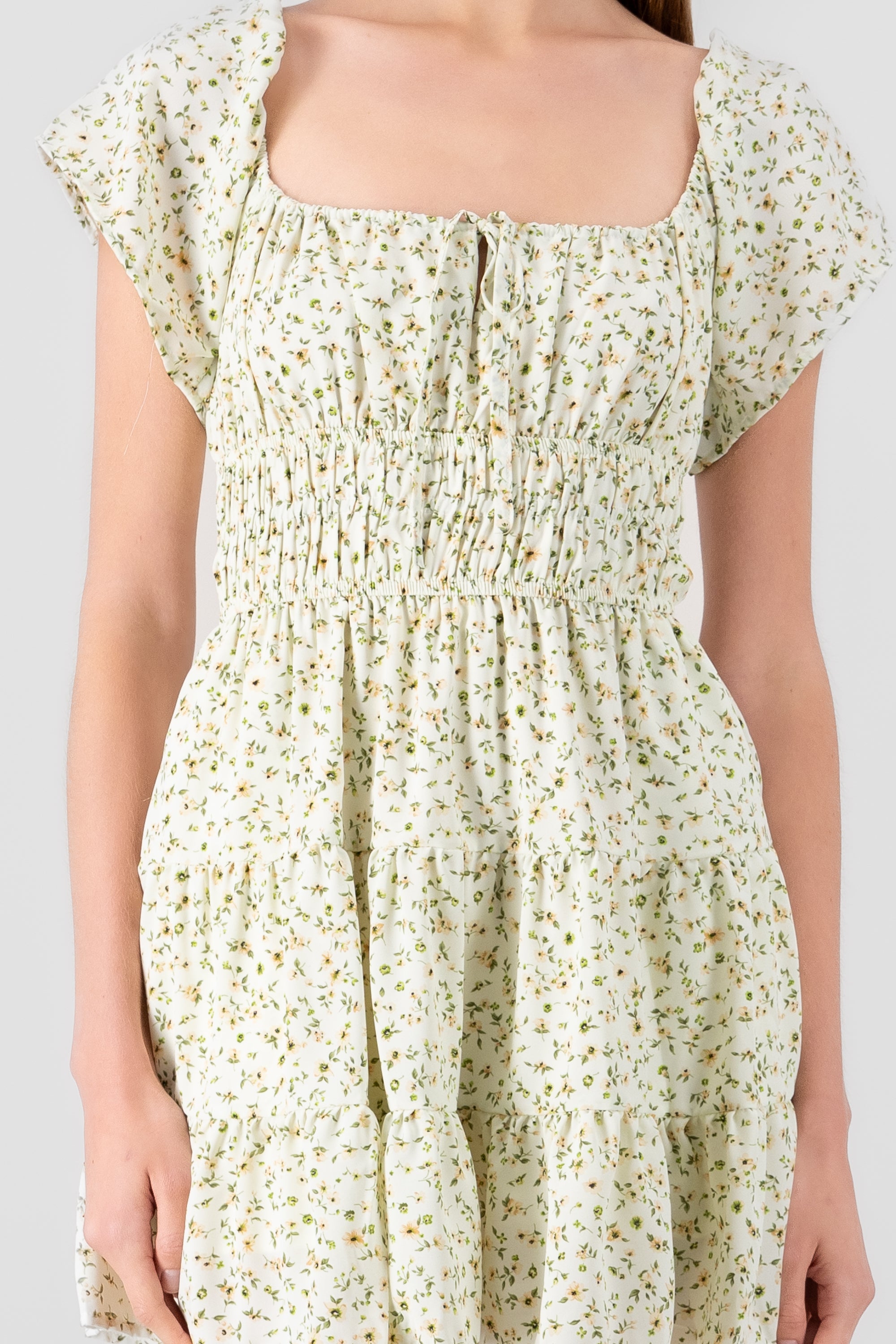 Vestido mini flores con short interno BLANCO COMBO