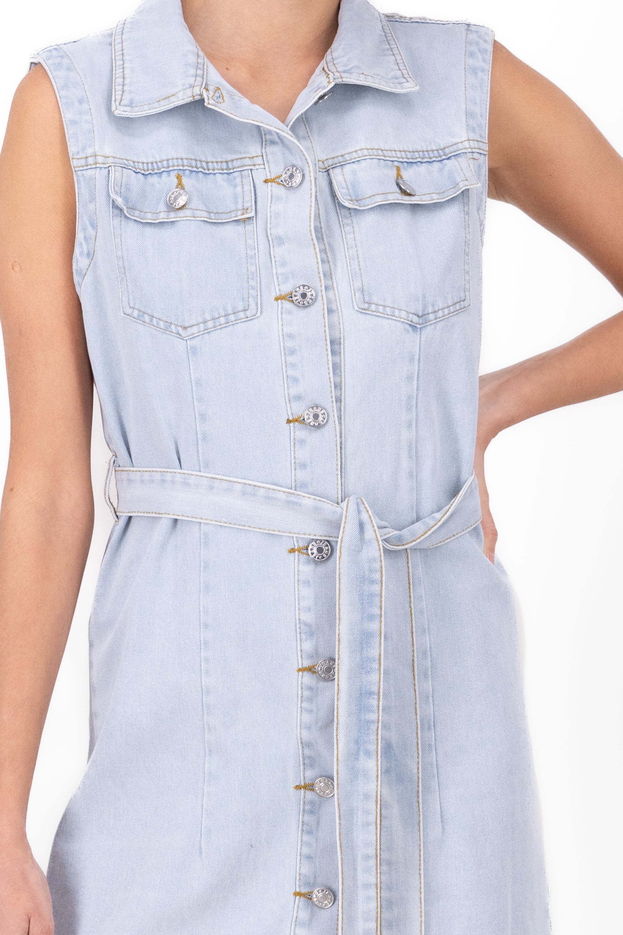 Denim buttons dress Light Wash