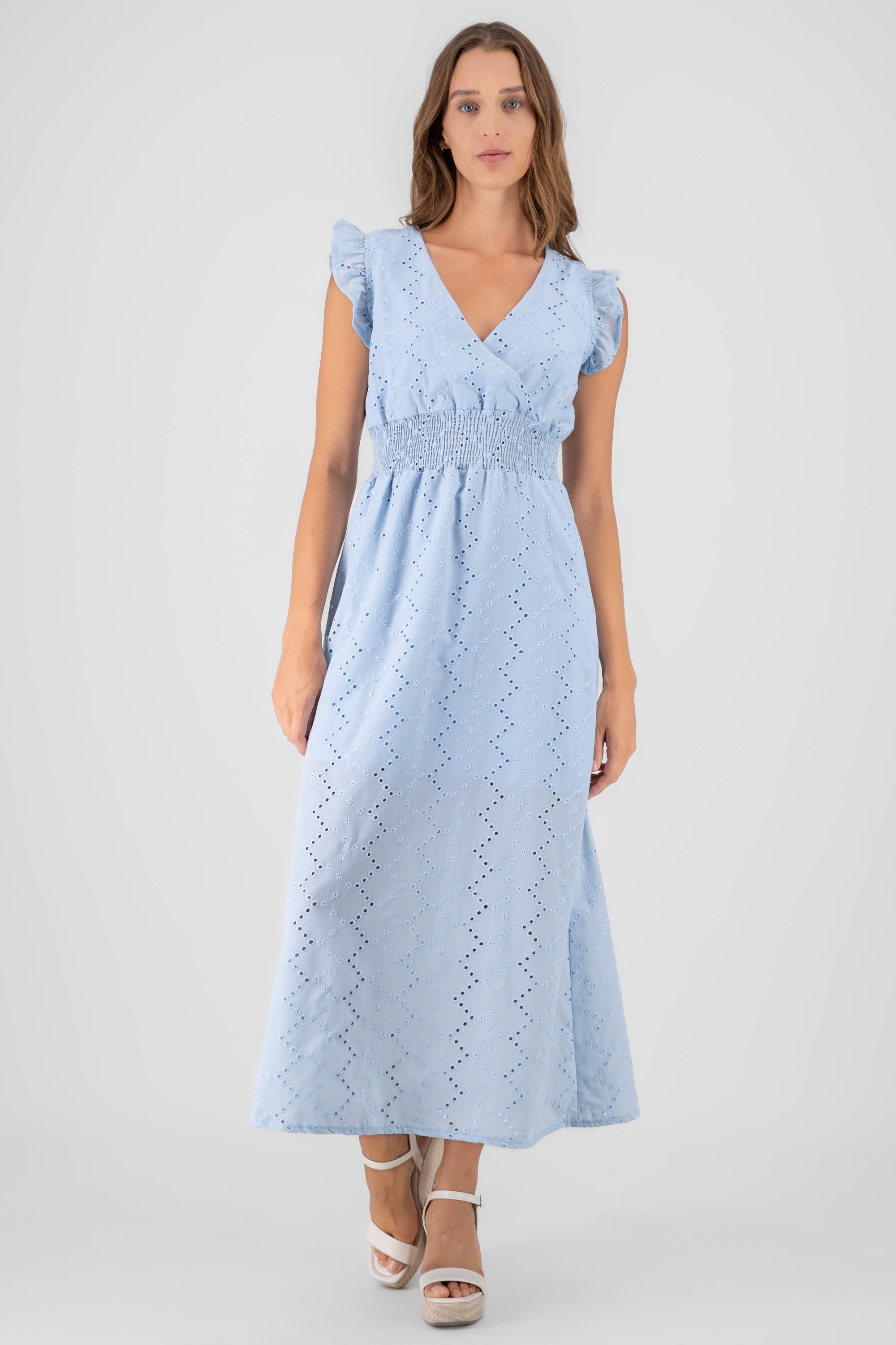 Embroidered Olanes Dress BLUE