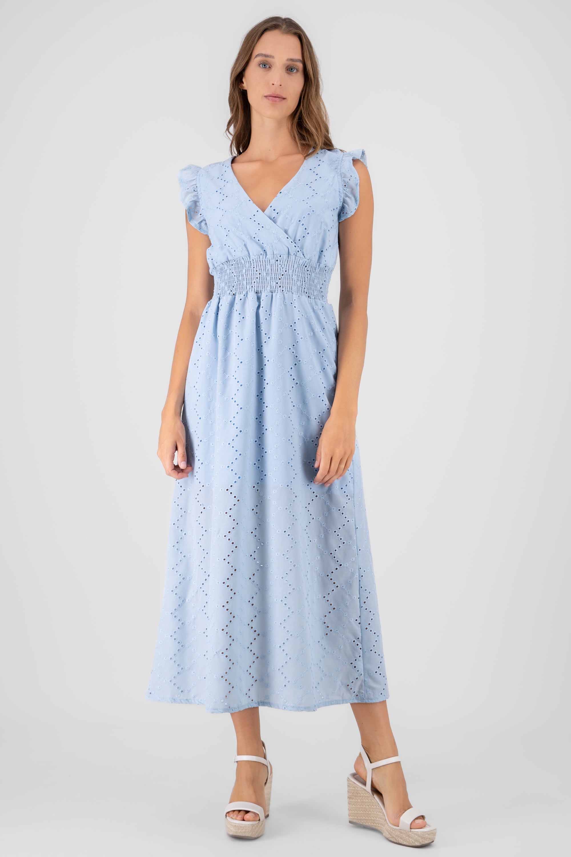 Embroidered Olanes Dress BLUE