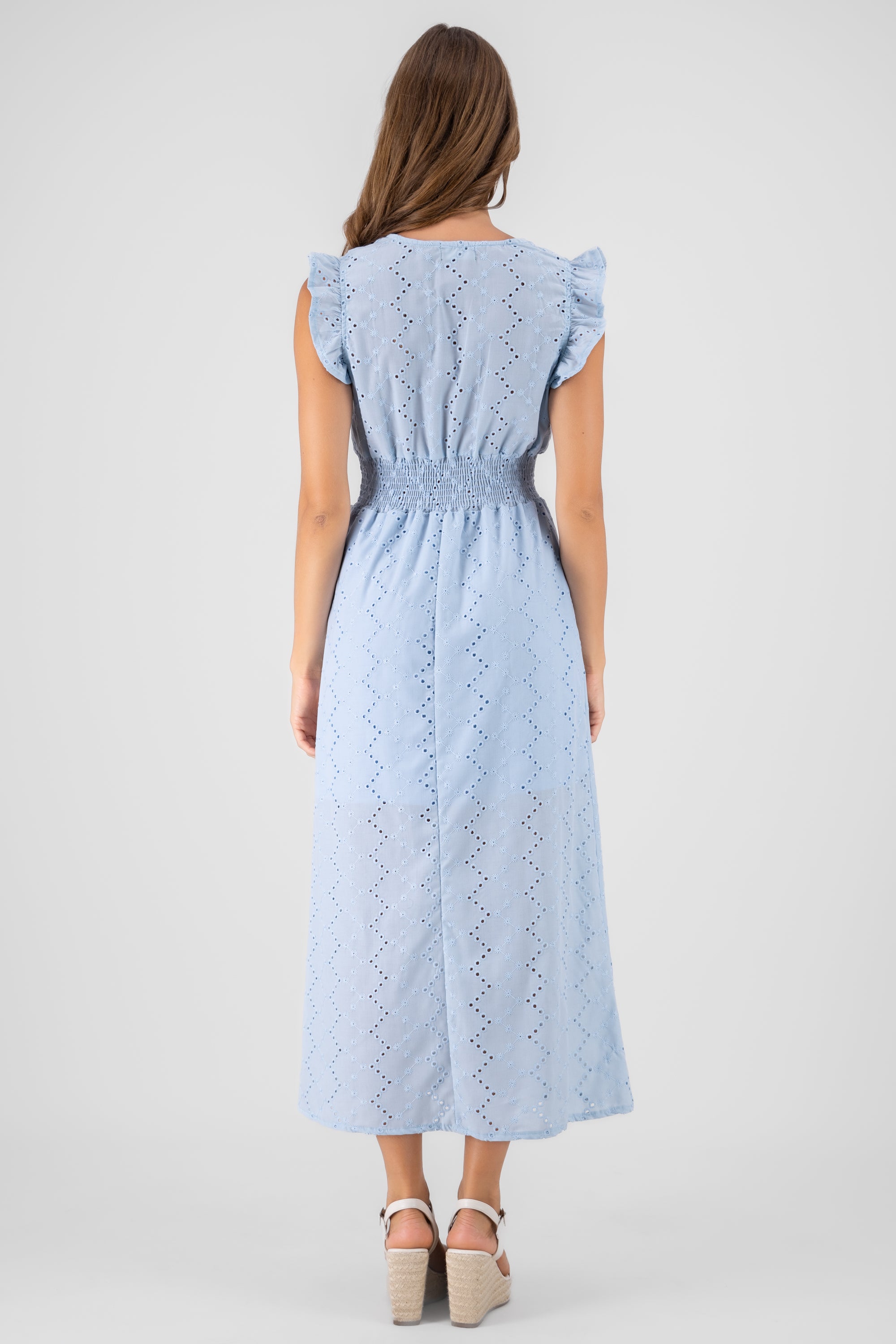 Embroidered Olanes Dress BLUE