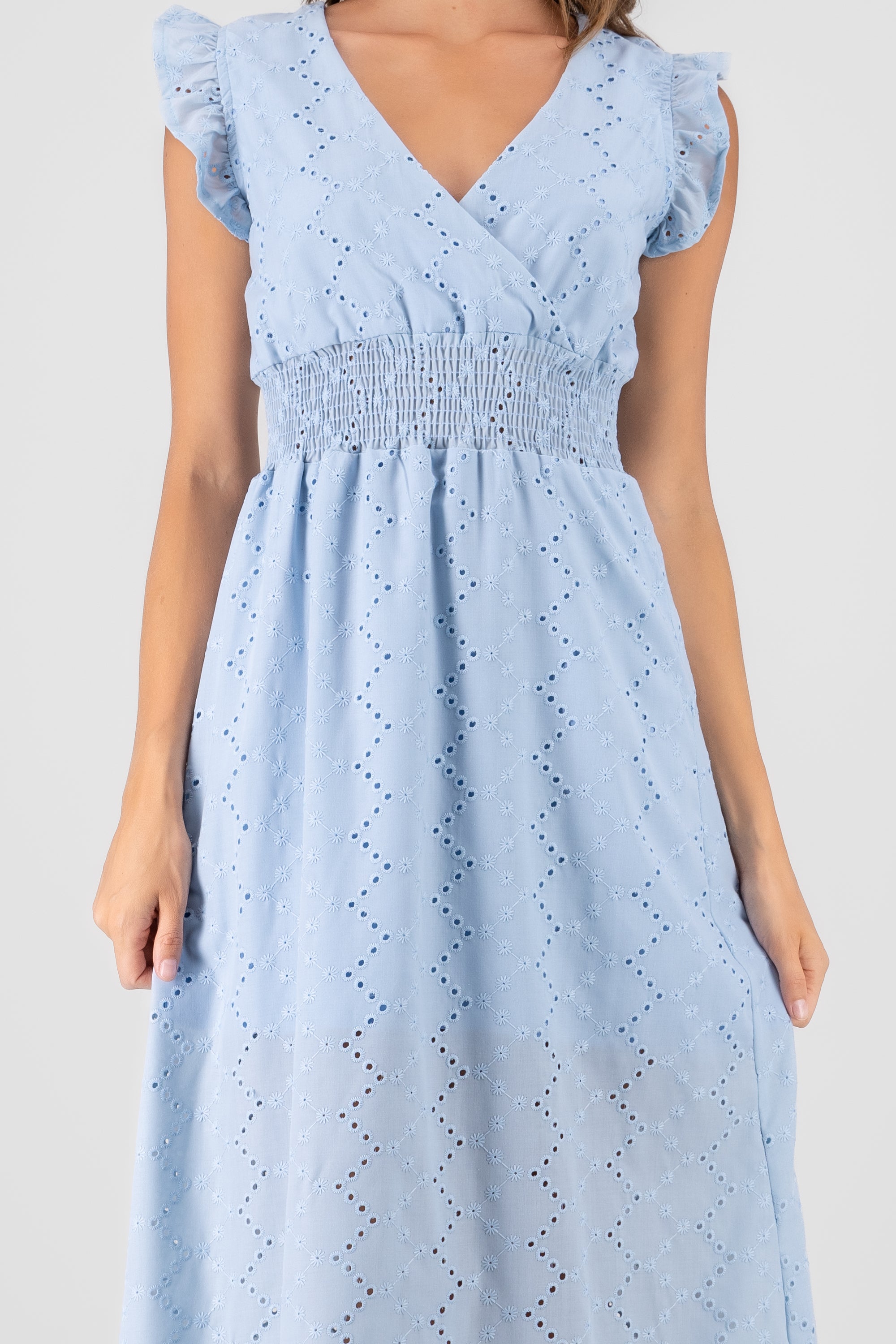 Embroidered Olanes Dress BLUE