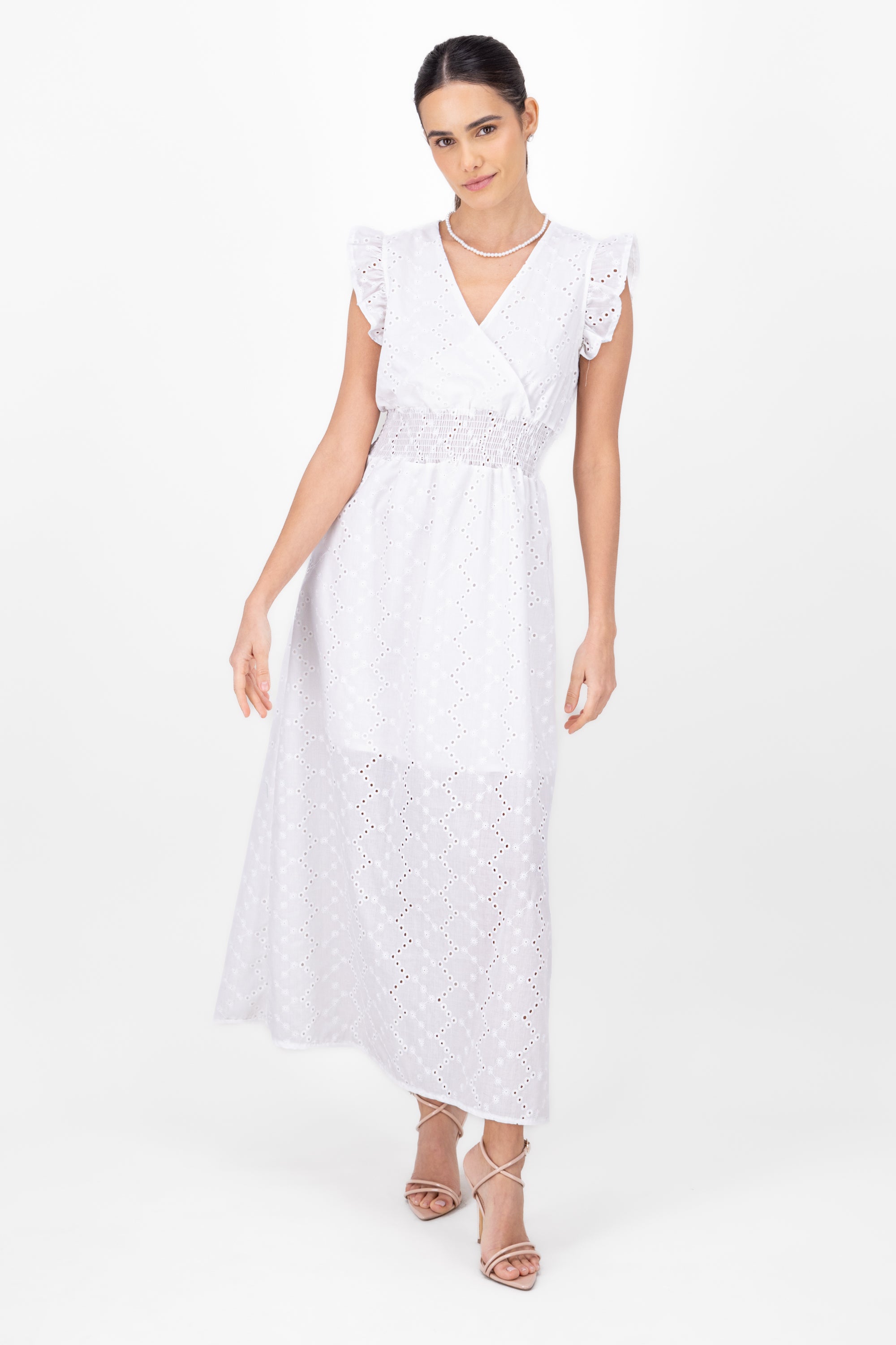 Embroidered Olanes Dress WHITE