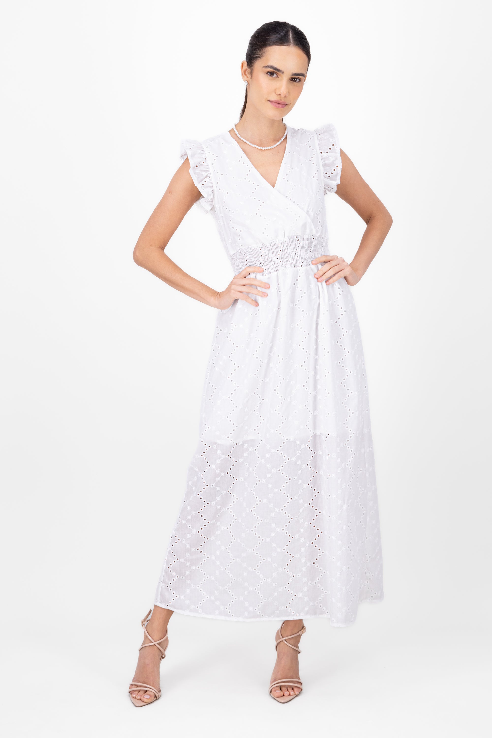 Embroidered Olanes Dress WHITE