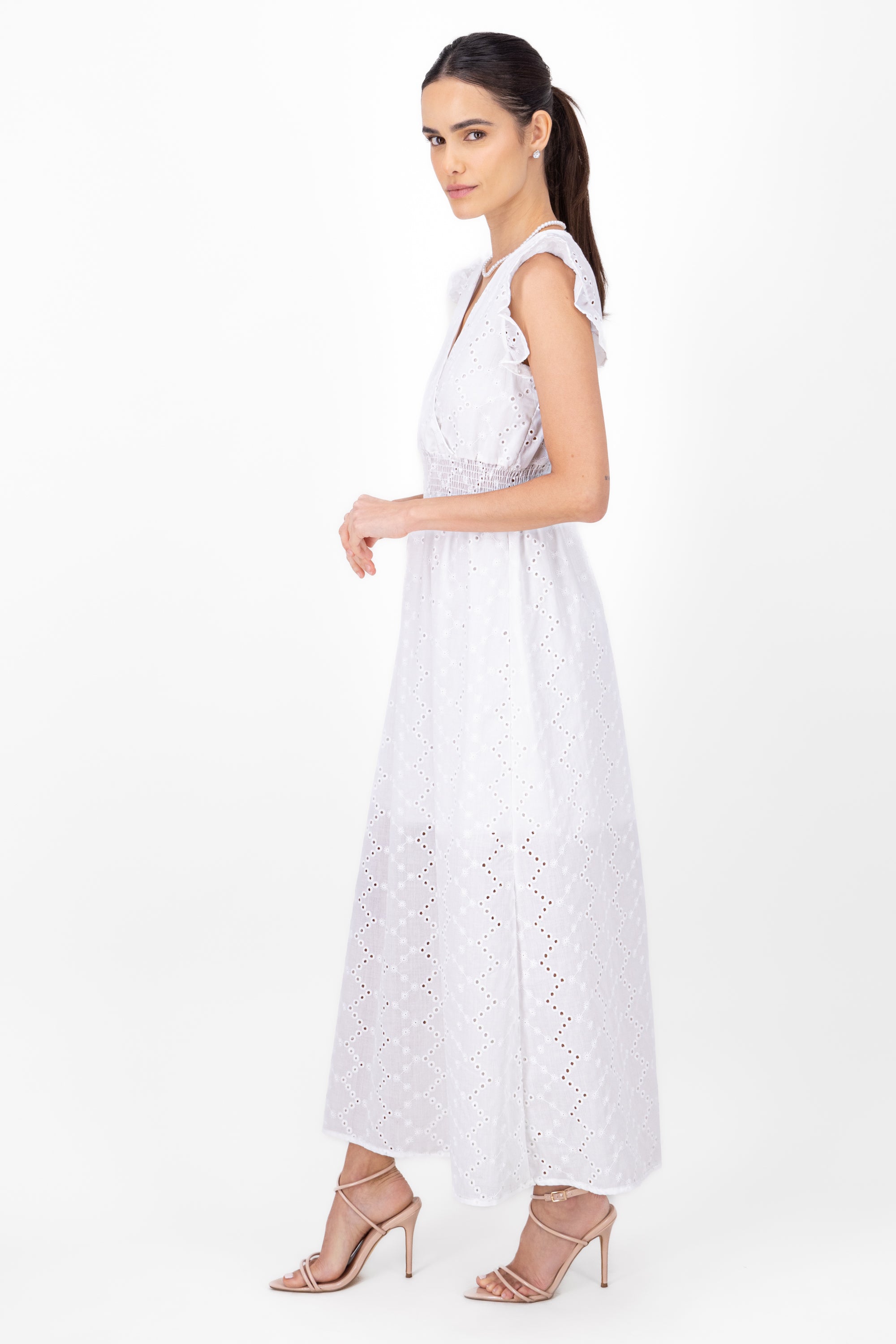 Embroidered Olanes Dress WHITE