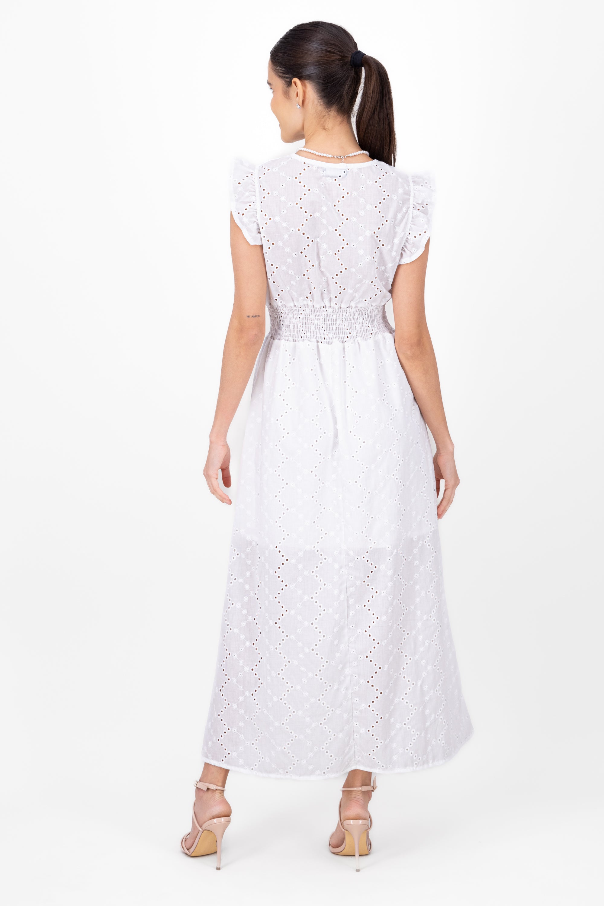 Embroidered Olanes Dress WHITE