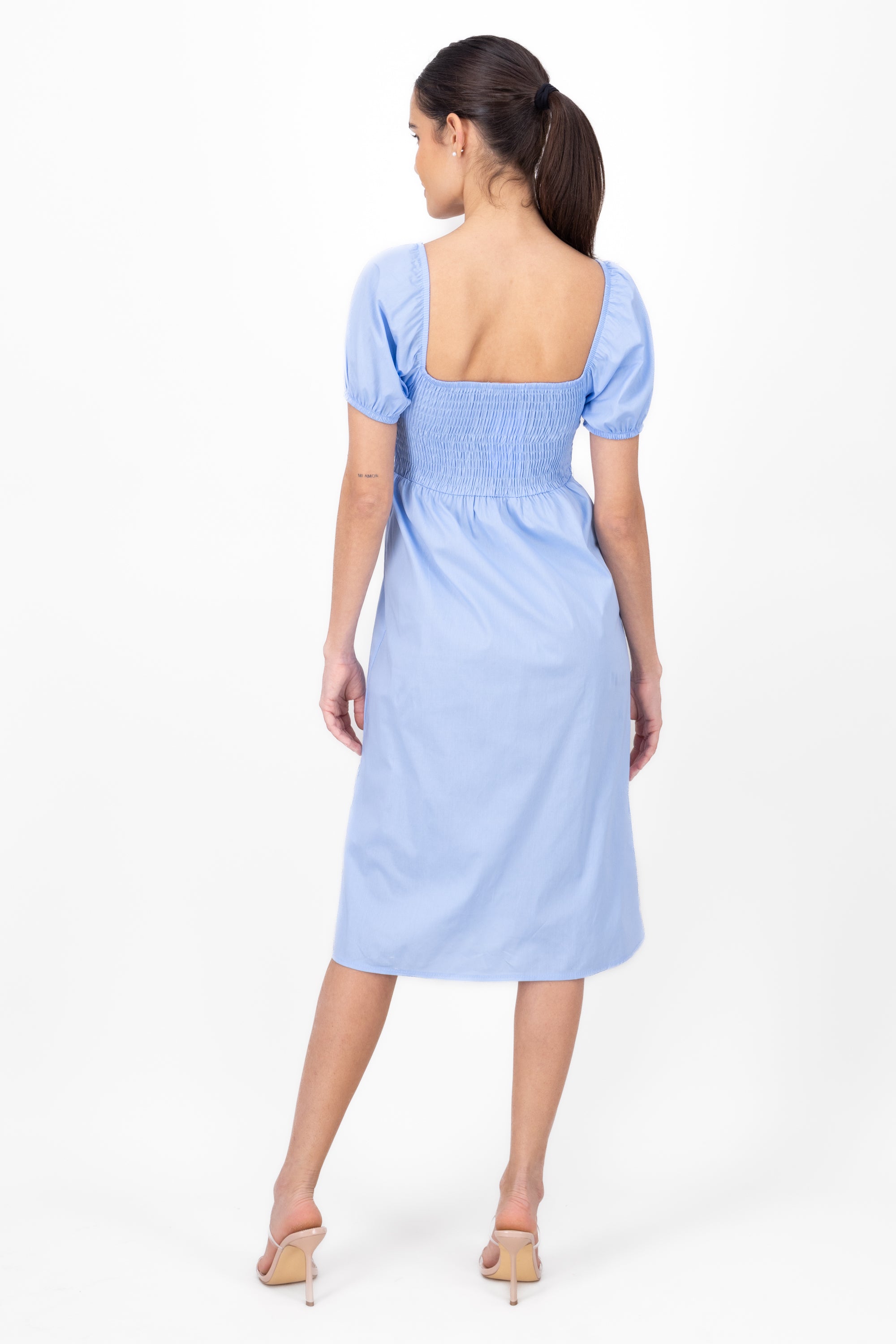 MINI DRESS BUCKED MANAGES Detail neckline Sky blue