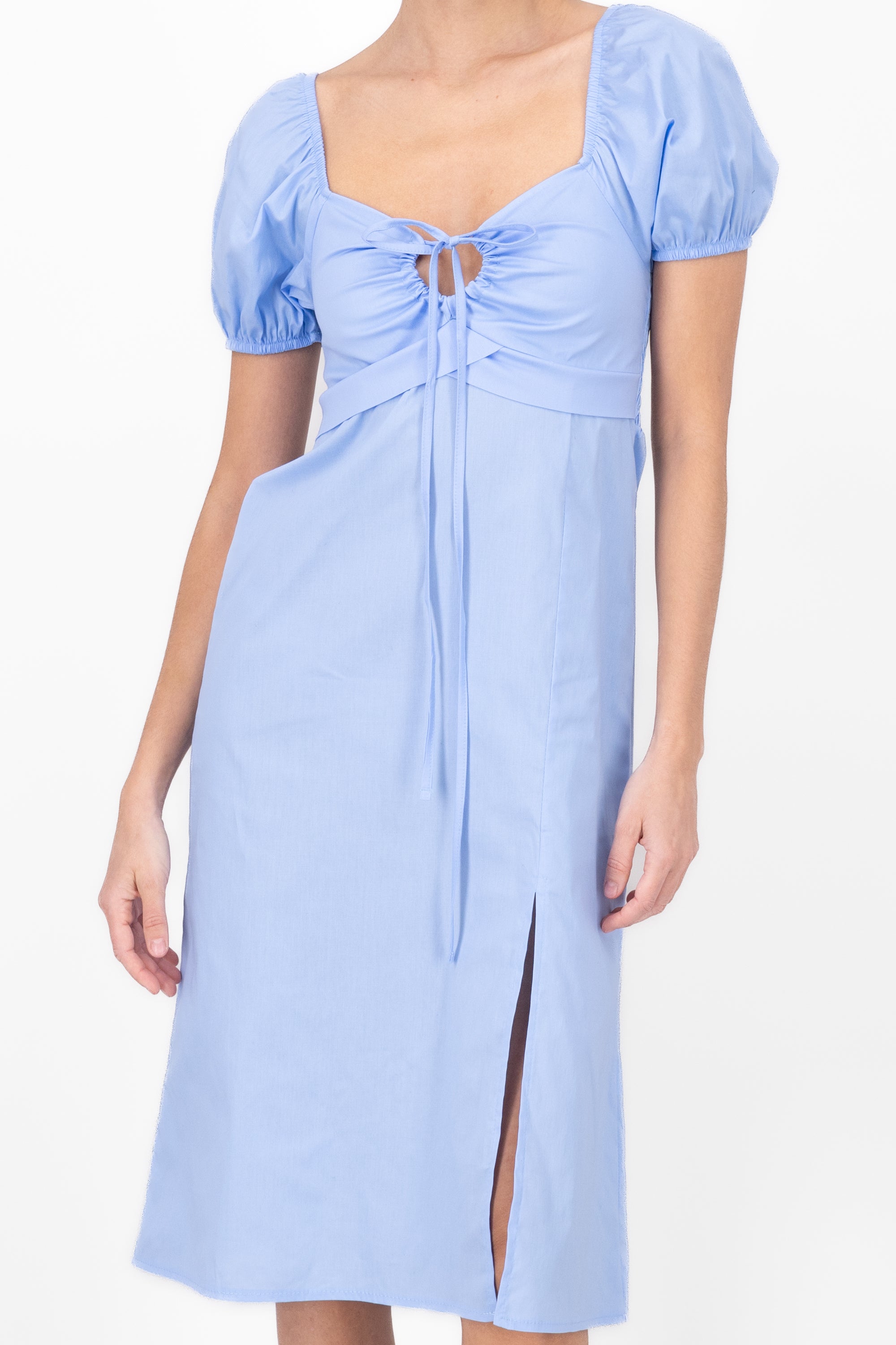 MINI DRESS BUCKED MANAGES Detail neckline Sky blue