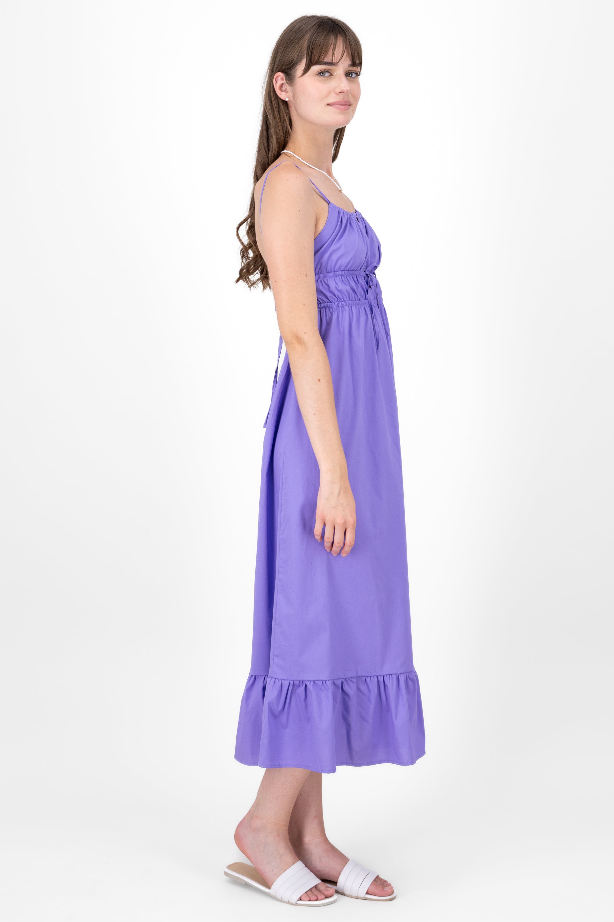 Vestido maxi tirantes detalle drapeado MORADO