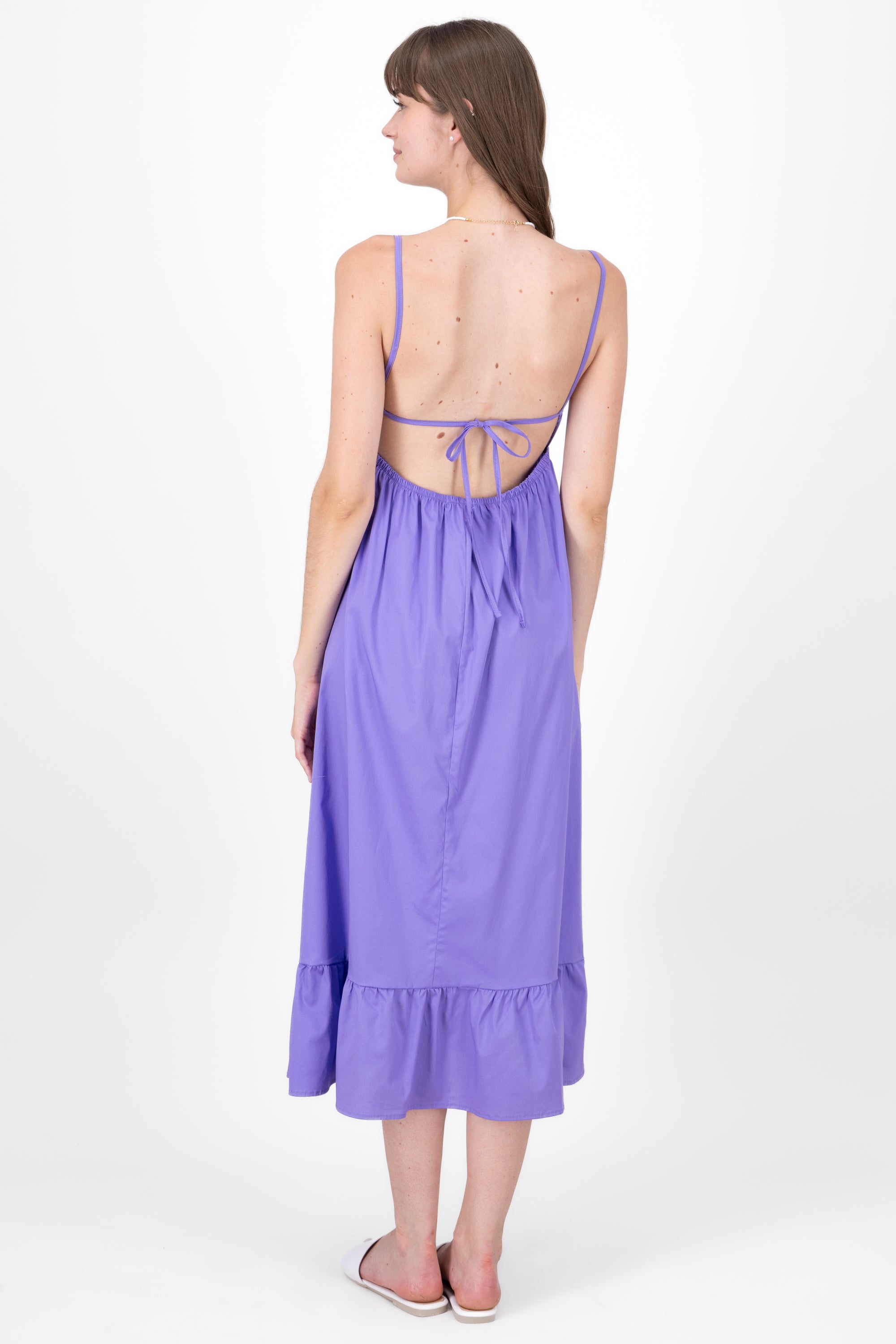 Vestido maxi tirantes detalle drapeado MORADO