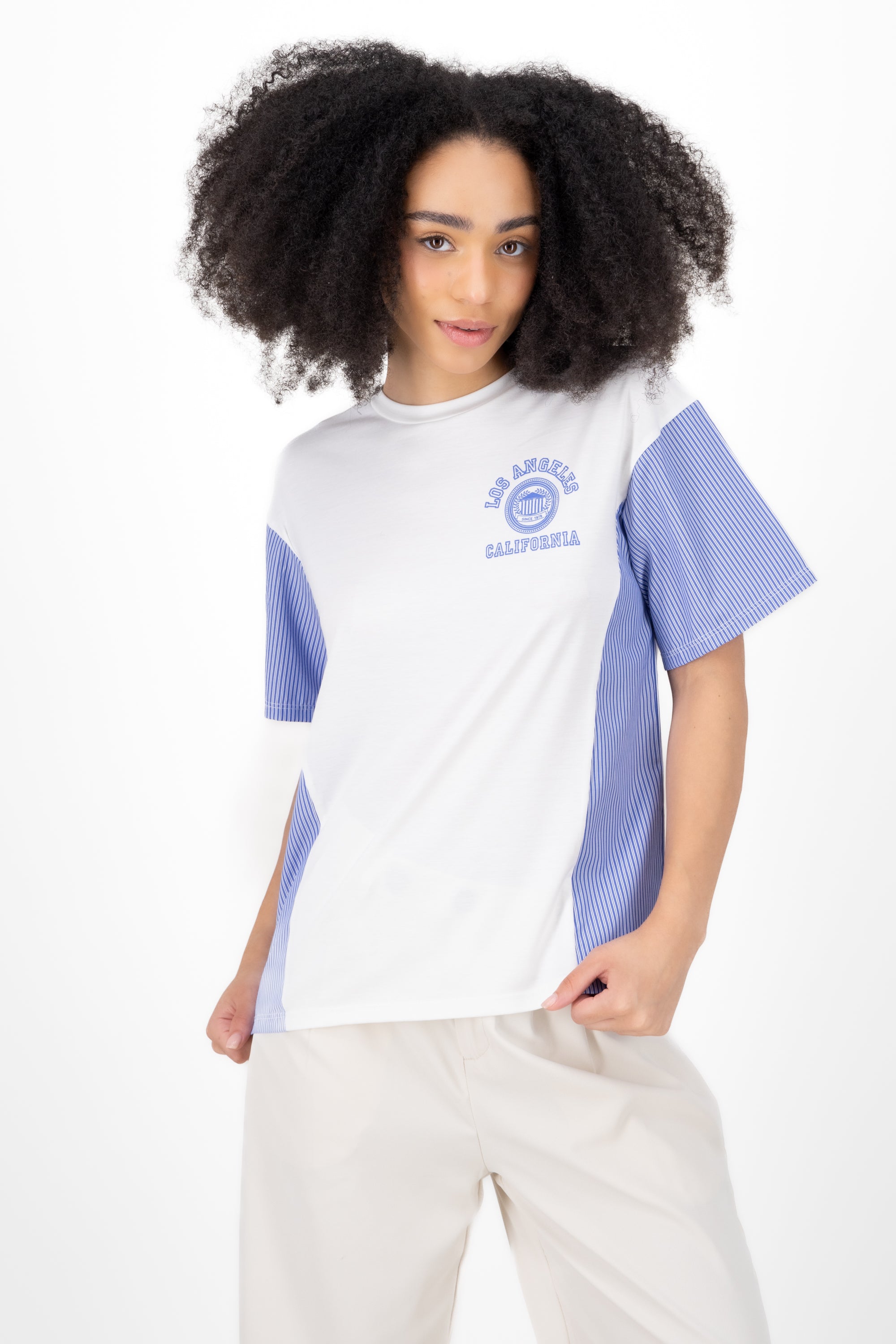 Playera oversized contraste AZUL COMBO