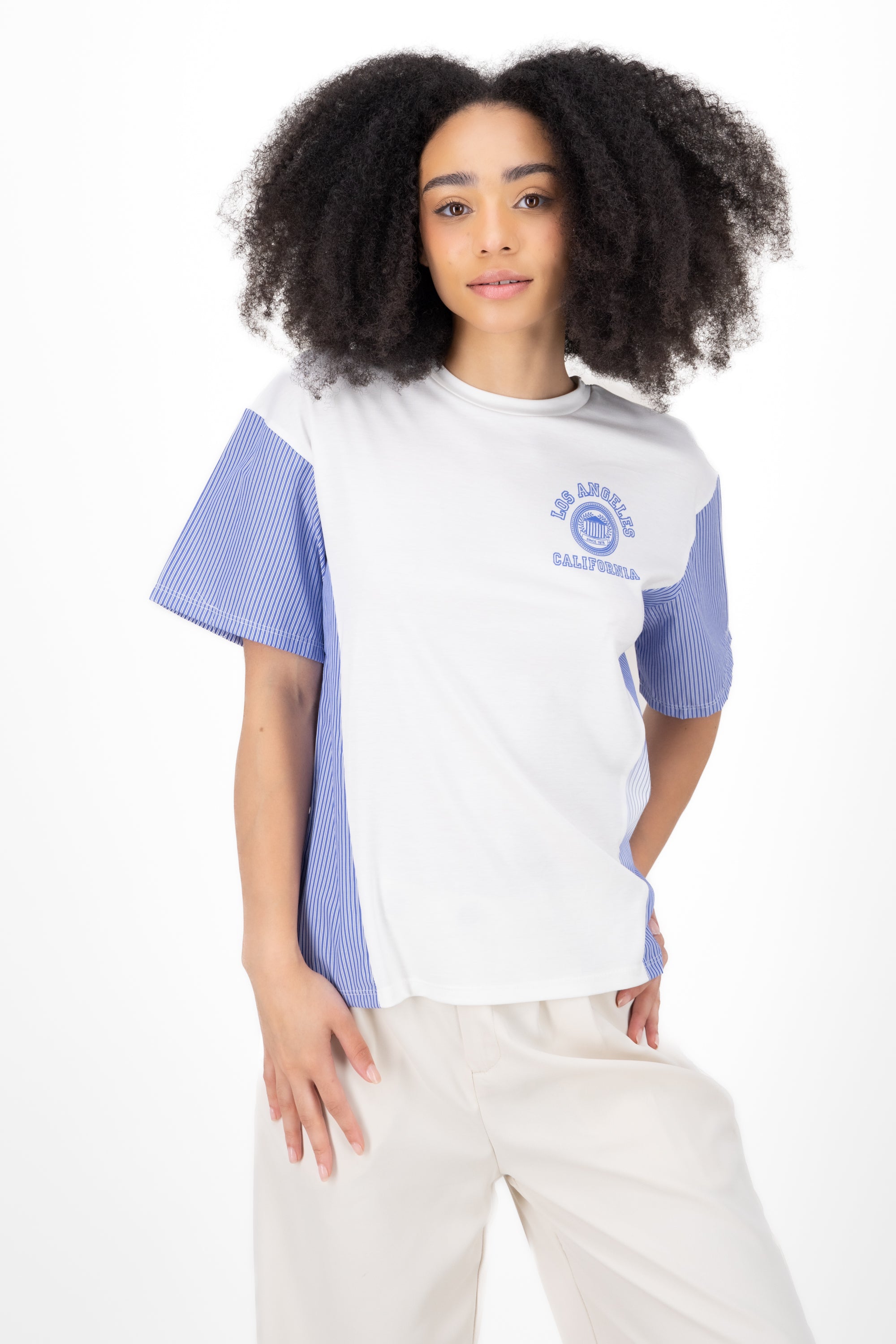 Playera oversized contraste AZUL COMBO