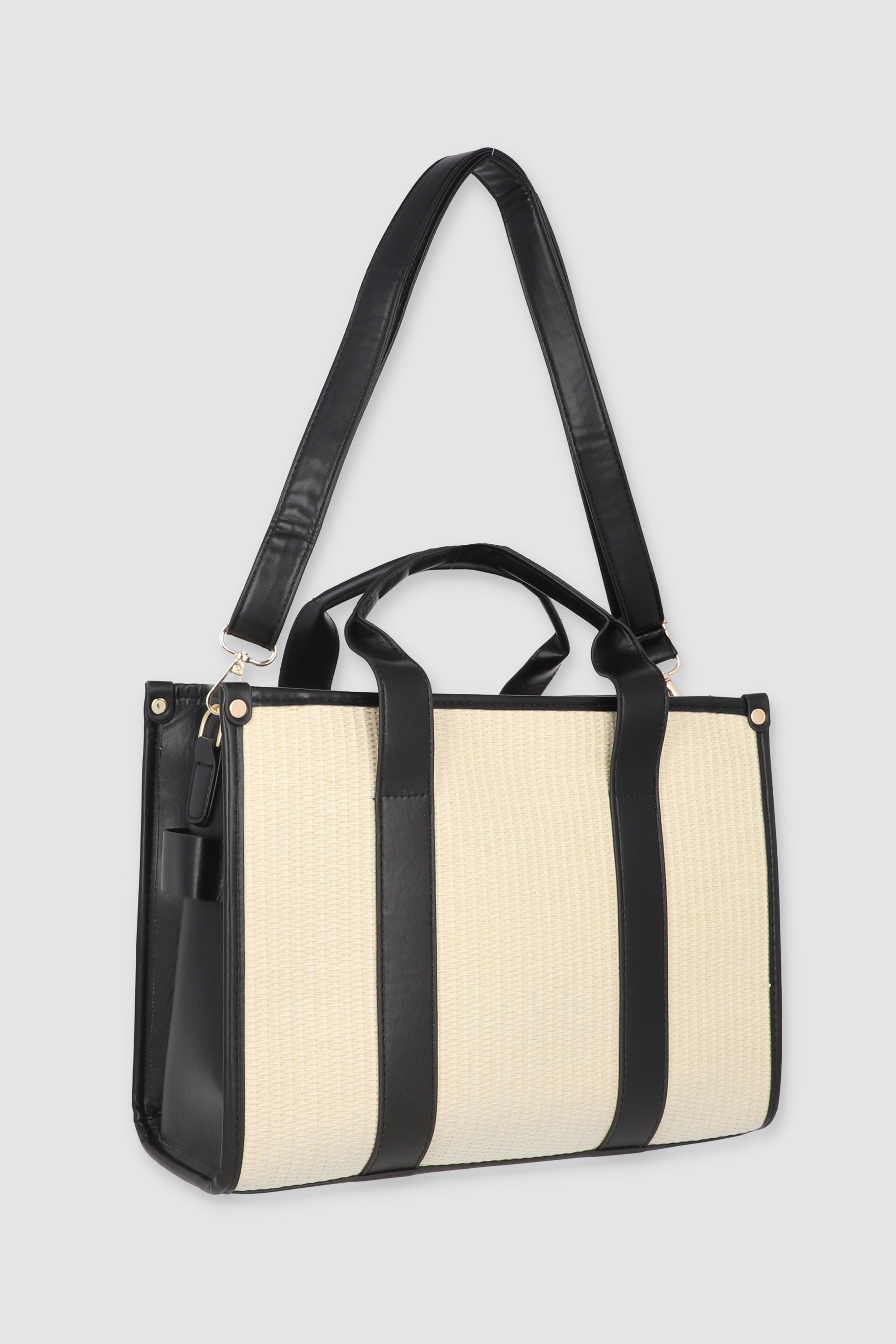 Structured Tote Bag L BLACK