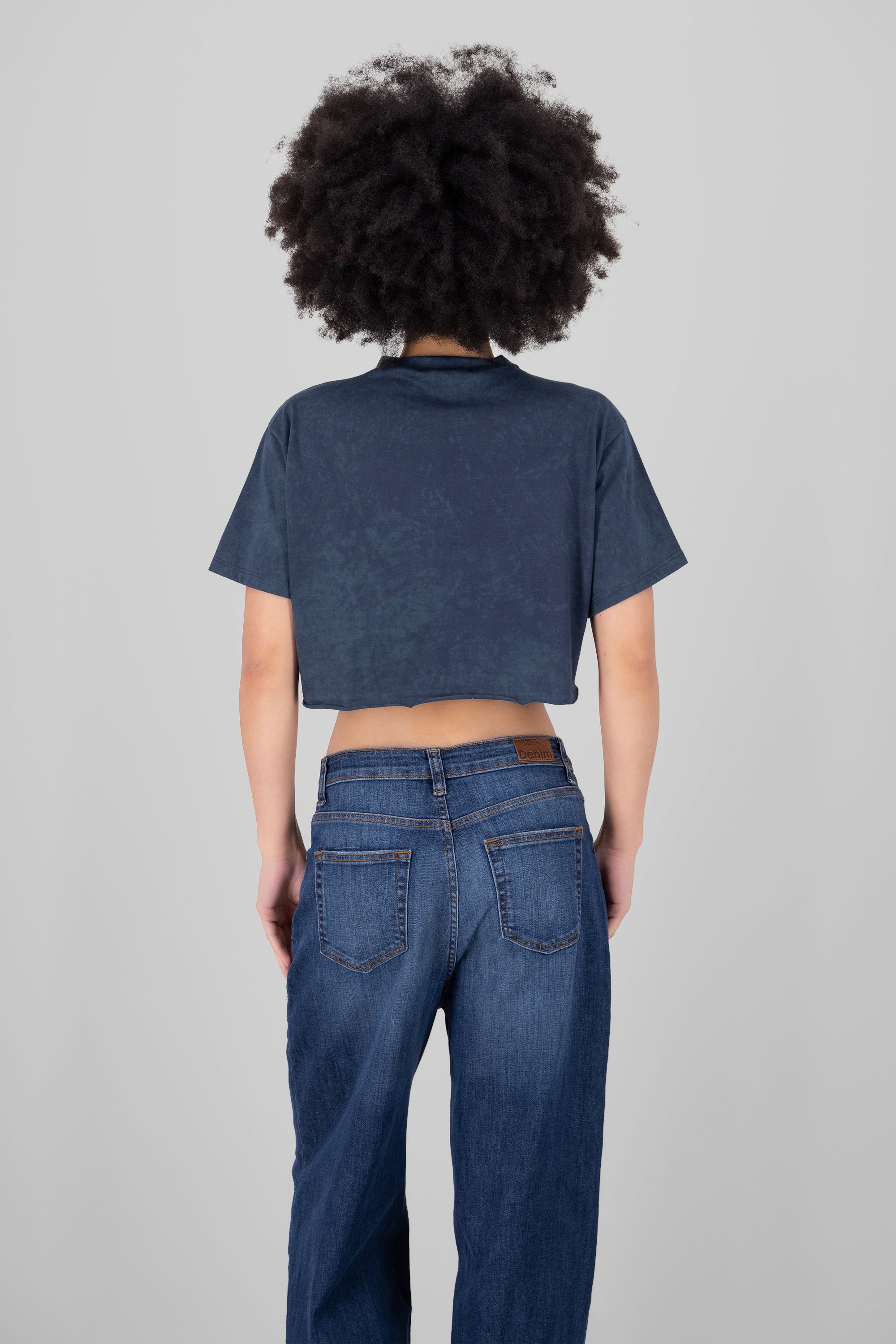 Crop Playera Acid Wash Chicago Dark gray