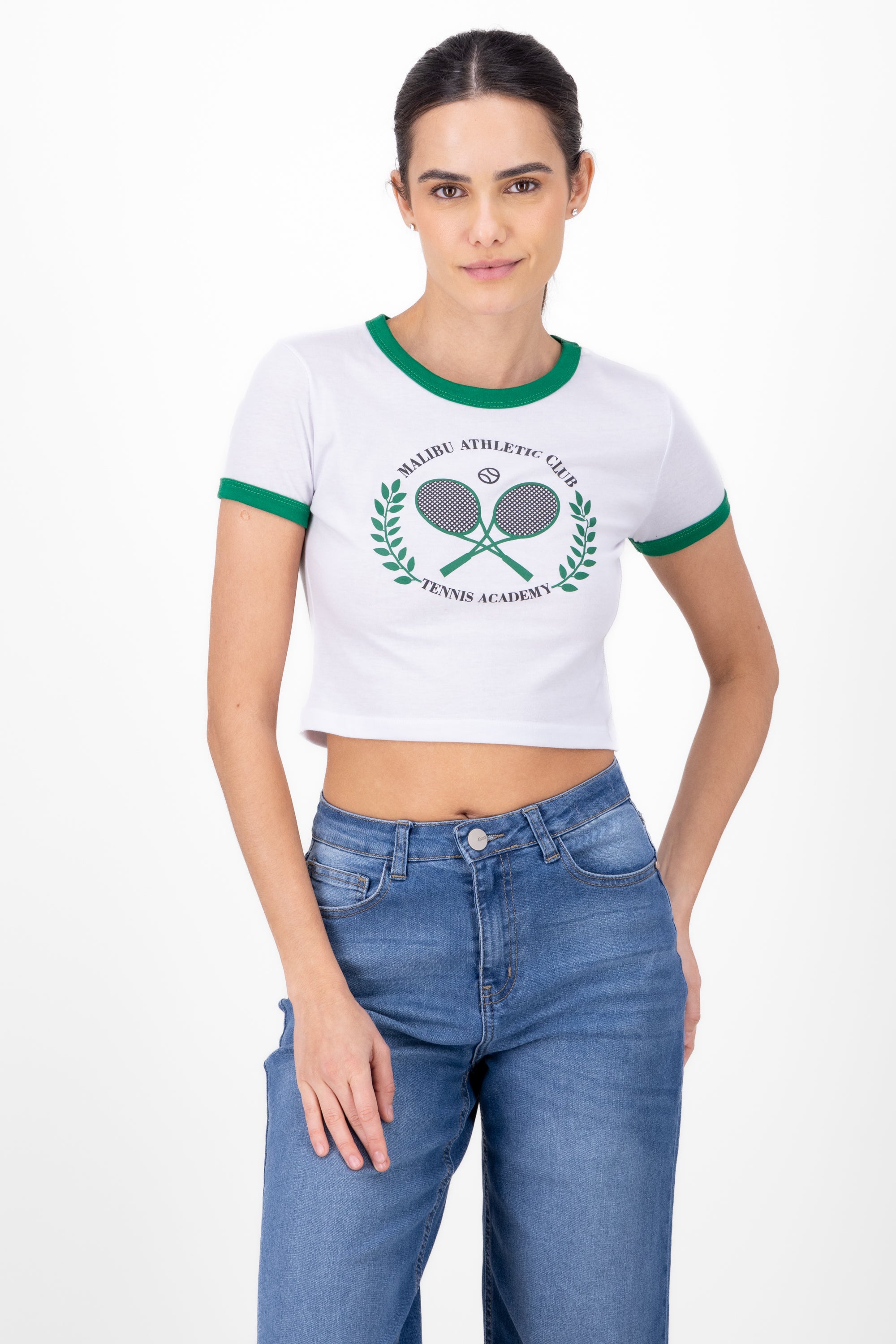 Playera crop tenis malibu BLANCO