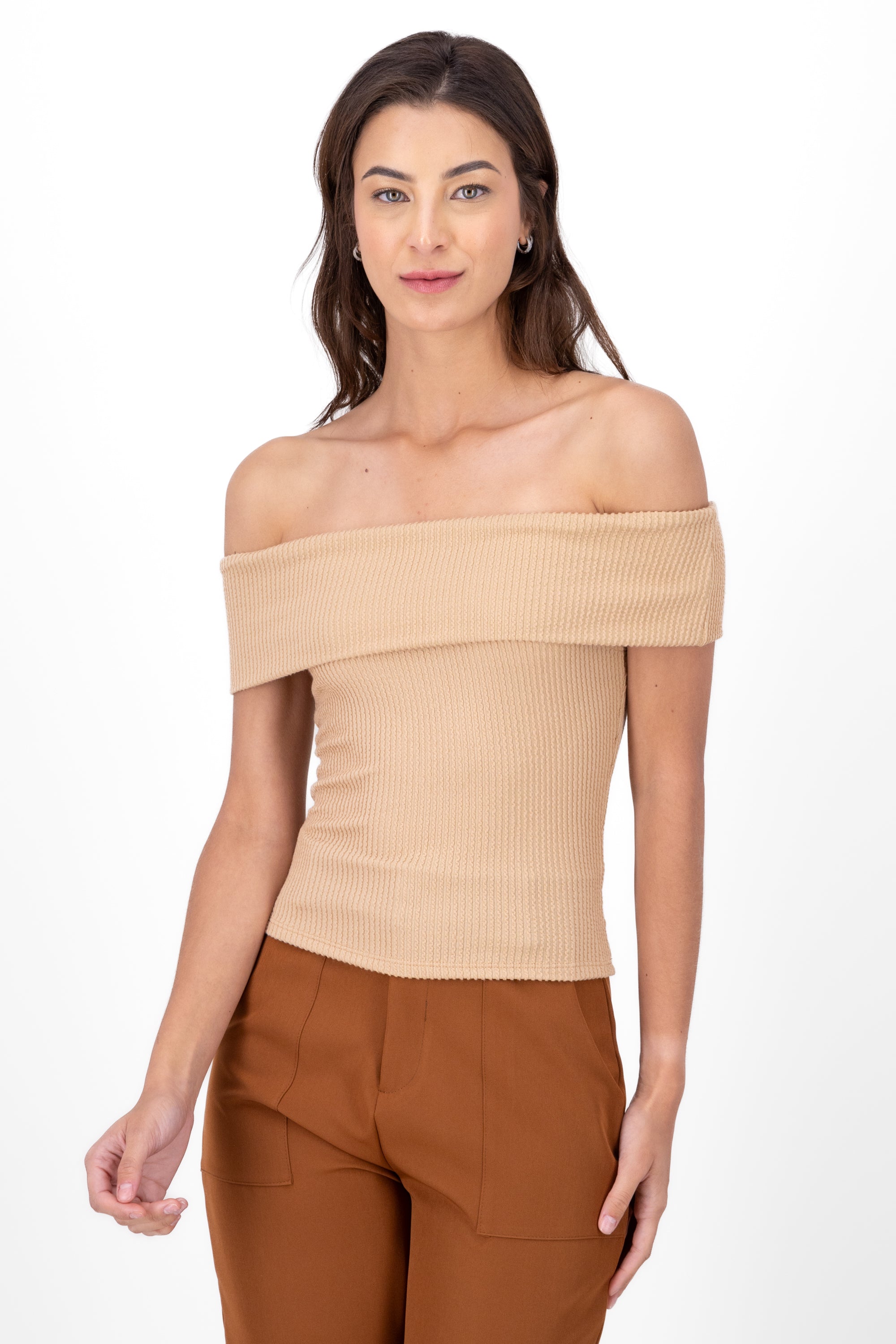 Top shoulder TEXTURE RIB Khaki