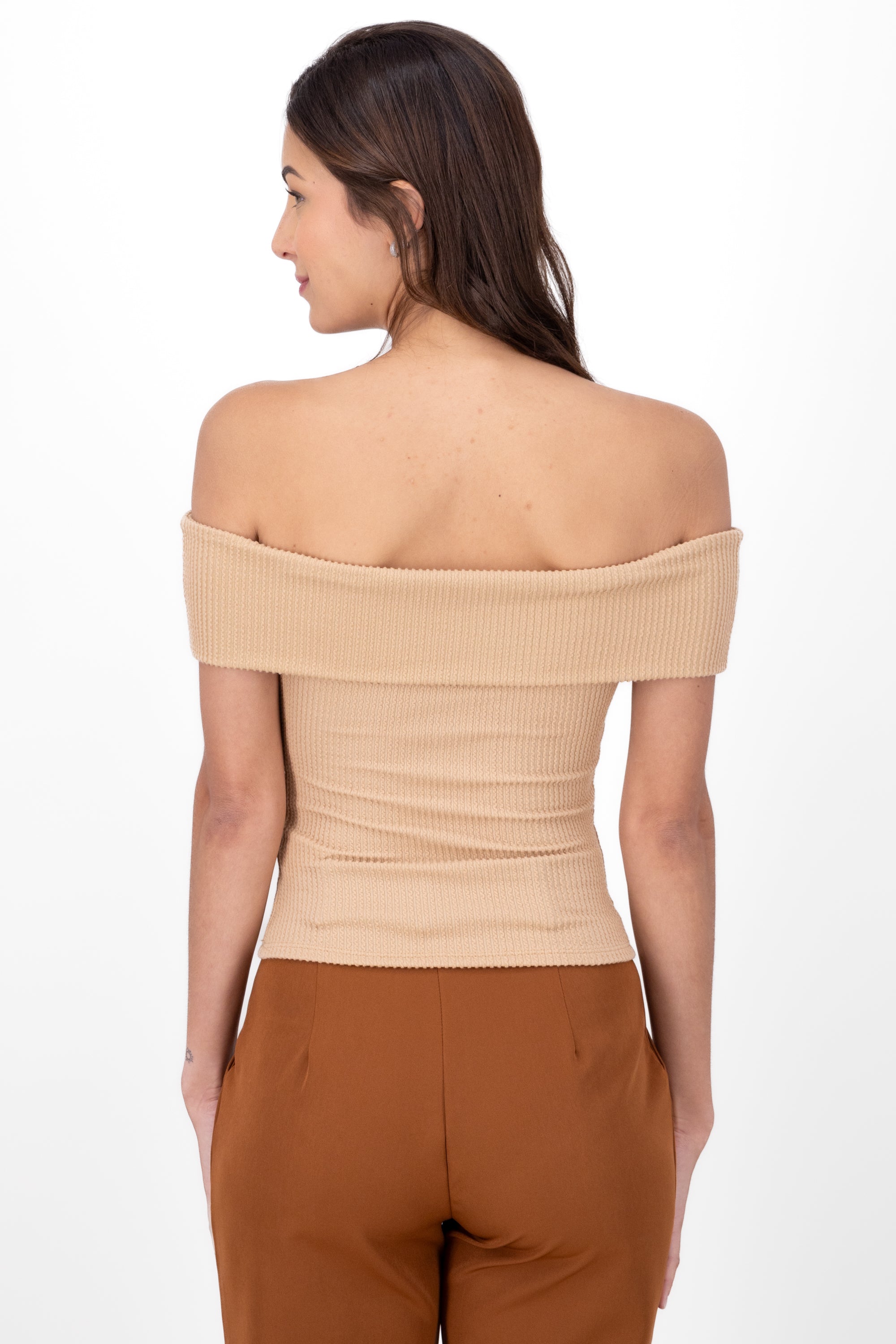 Top shoulder TEXTURE RIB Khaki