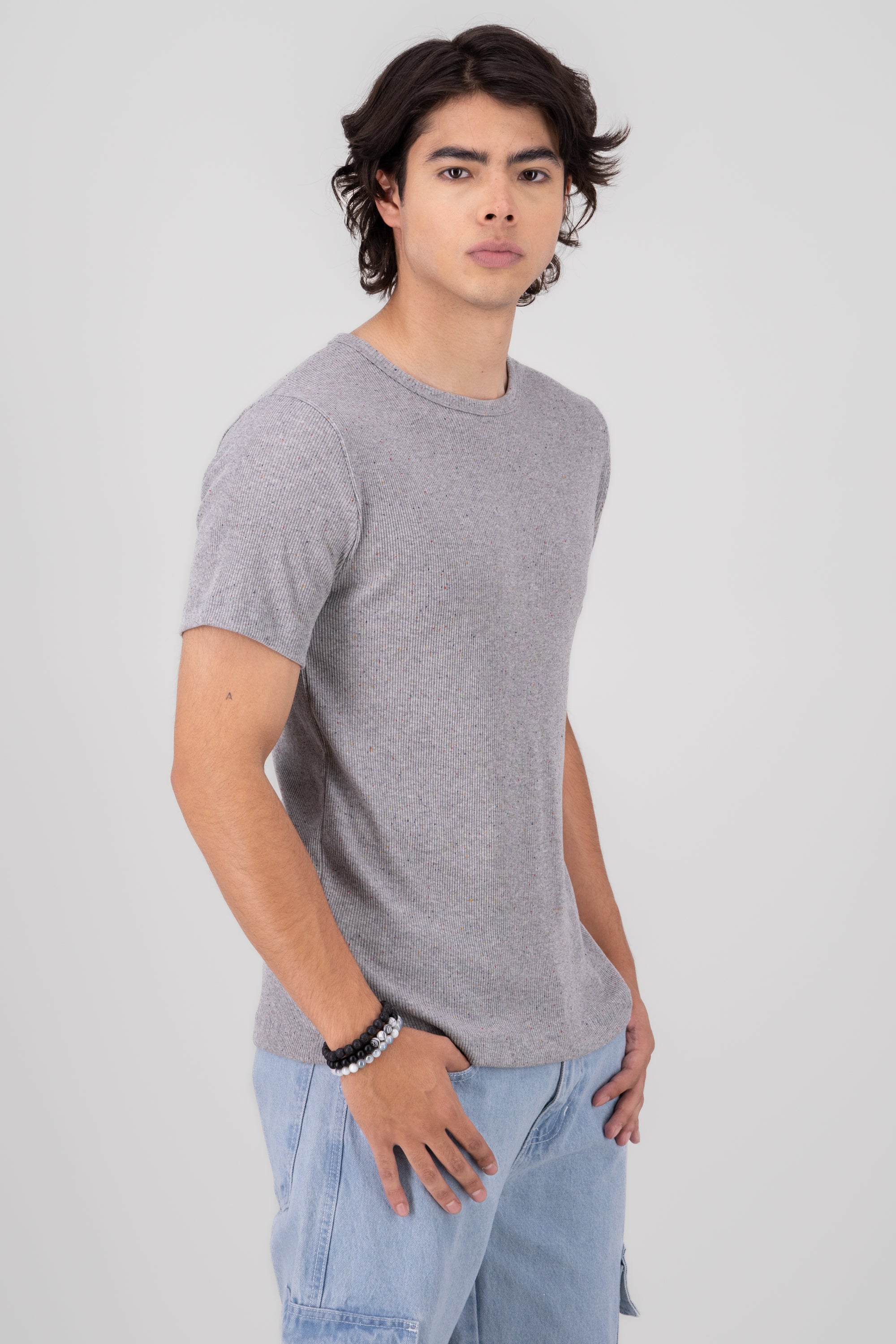 Playera Básica Manga Corta Dots Recover GRIS COMBO