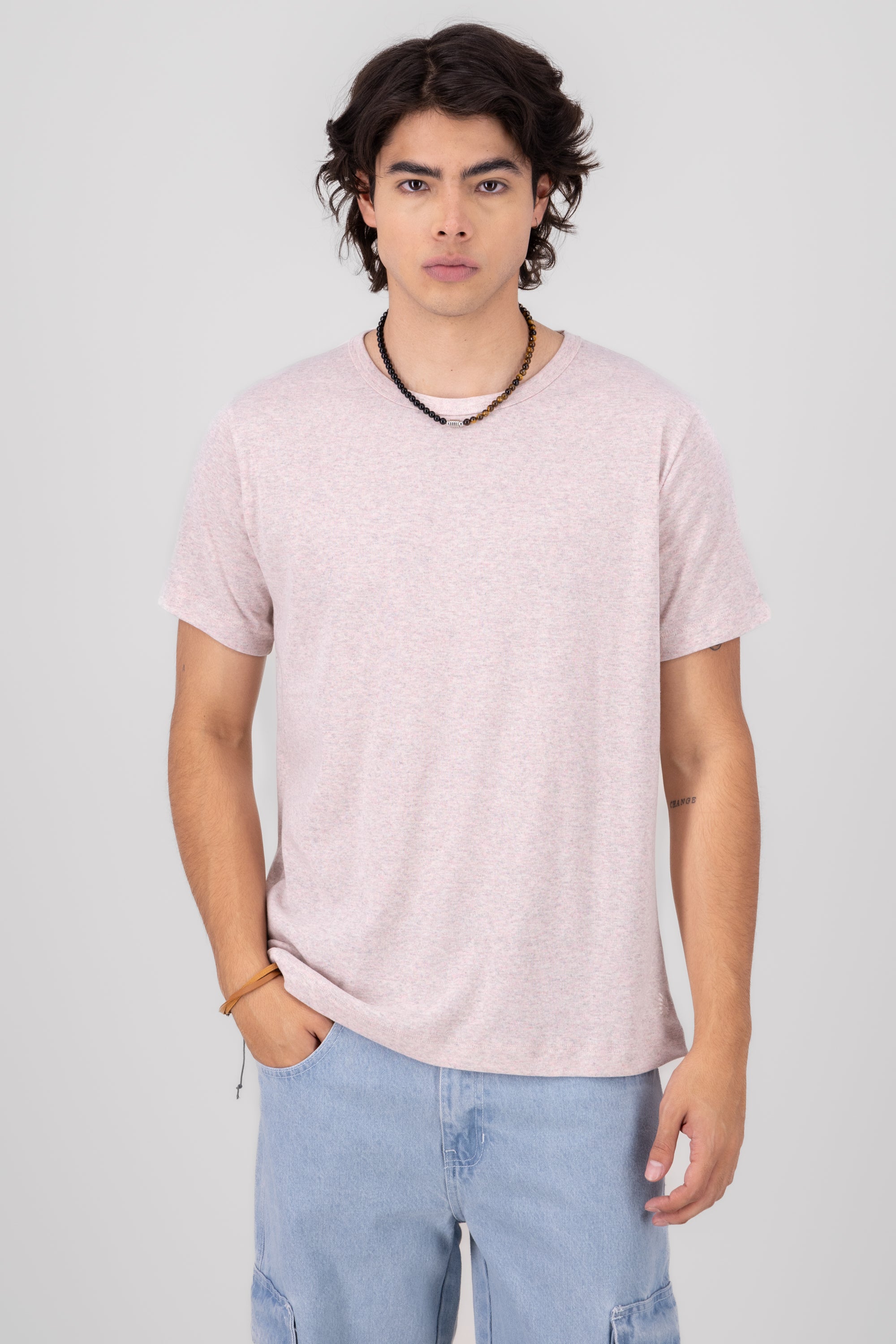 Playera Básica Manga Corta Jaspe Recover ROSA COMBO