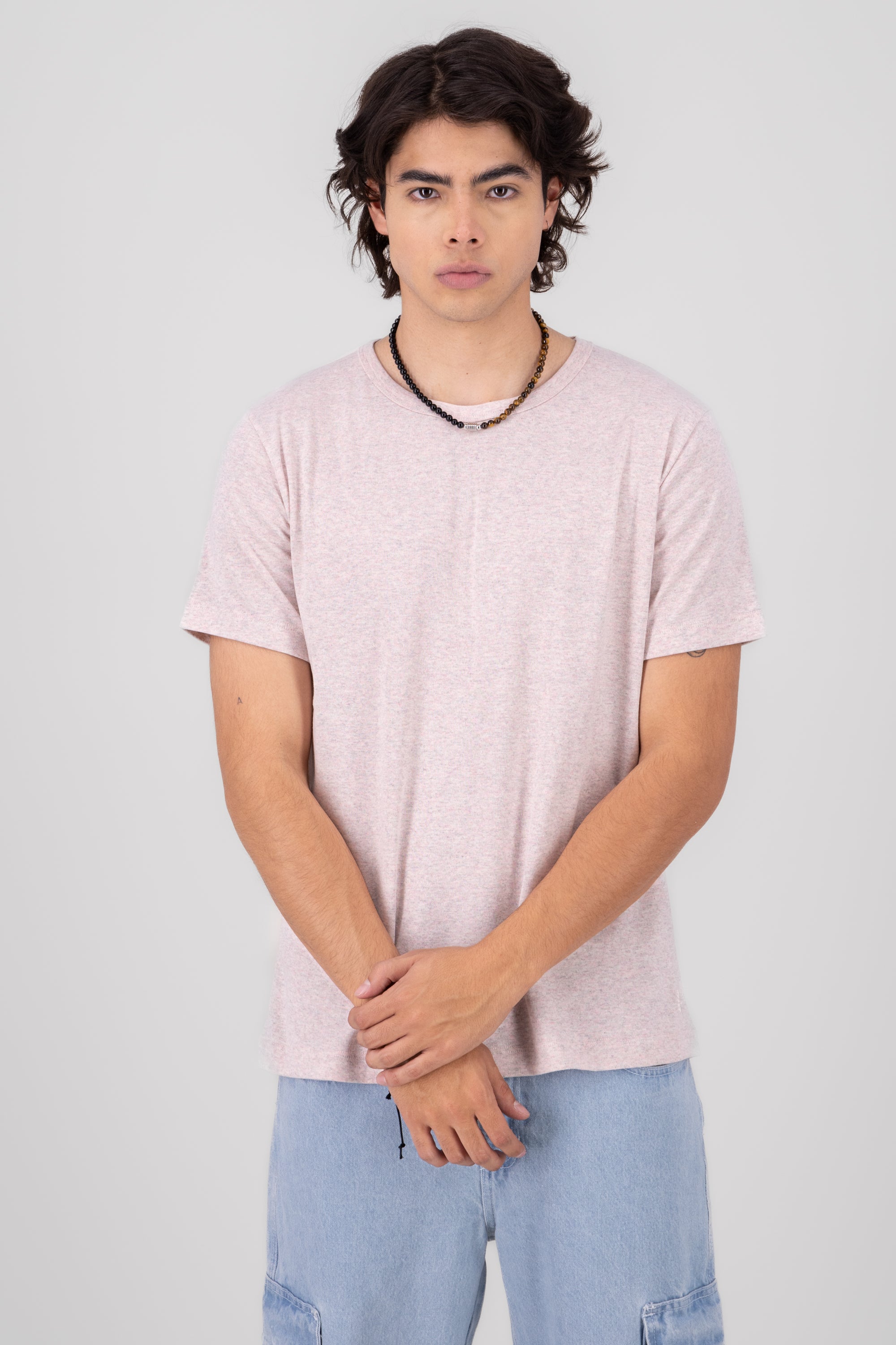 Playera Básica Manga Corta Jaspe Recover ROSA COMBO