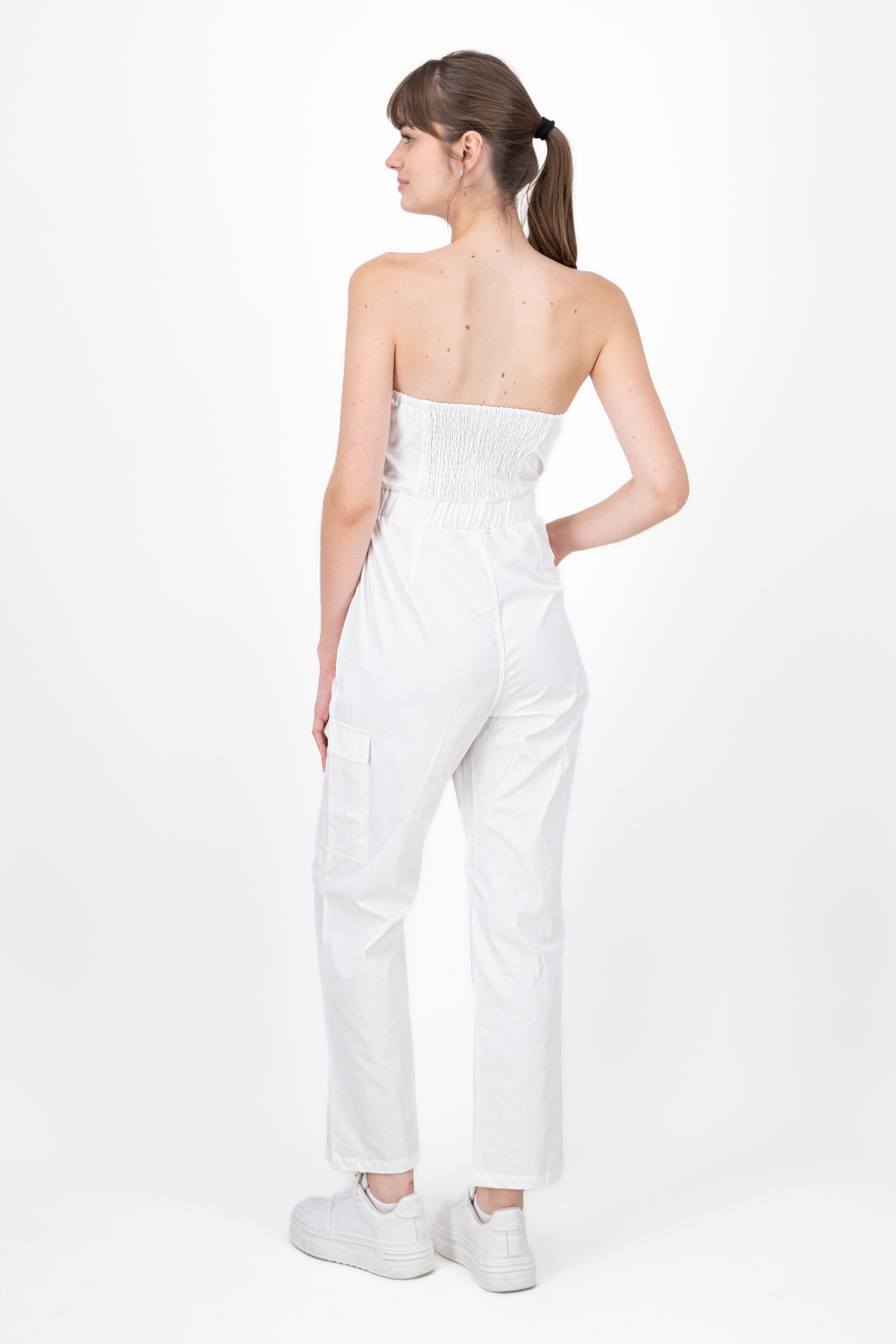 JUMPSUIT STRAPLESS CARGO BLANCO