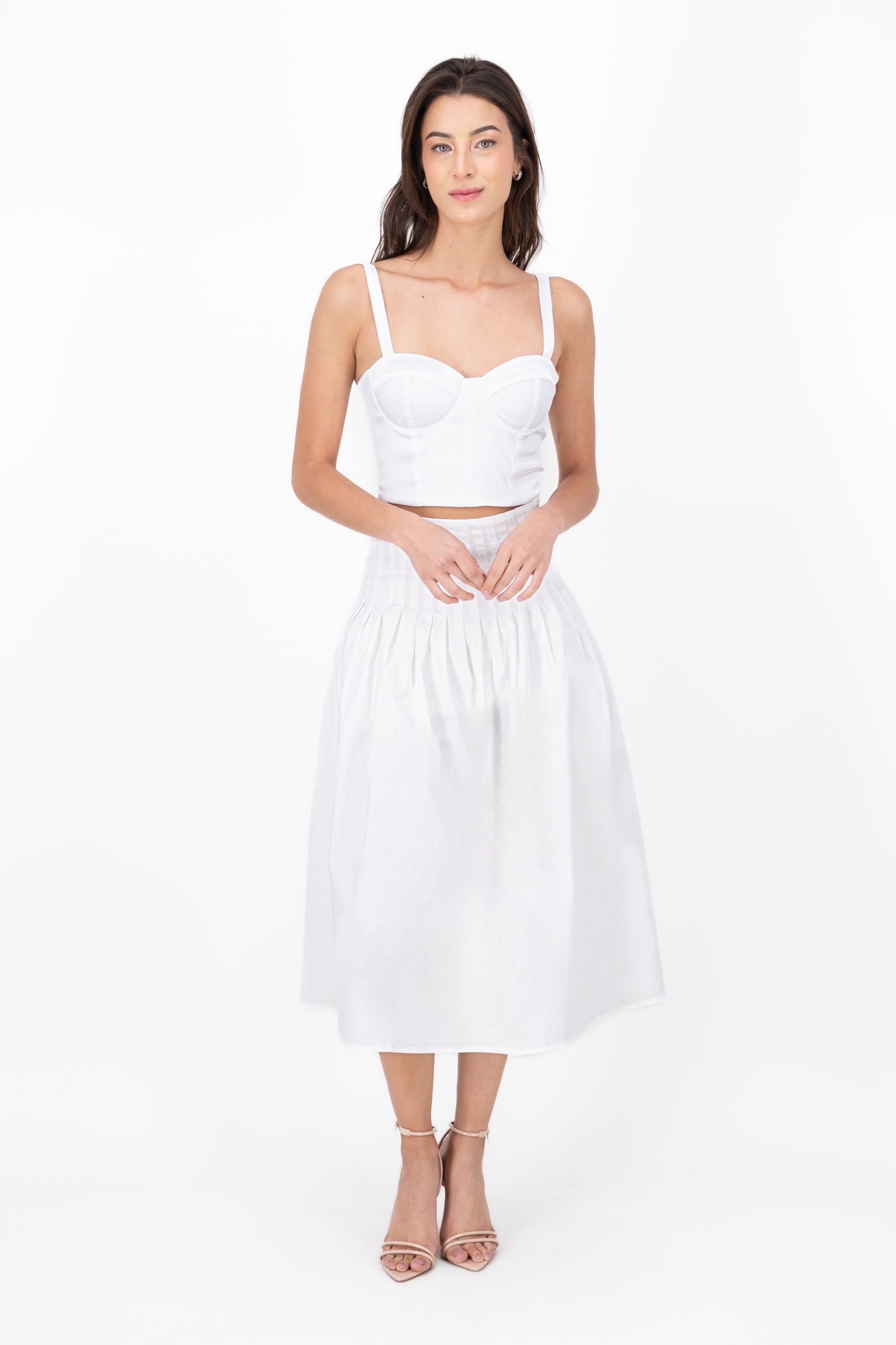 Midi skirt pleato boards Hypsters waist WHITE