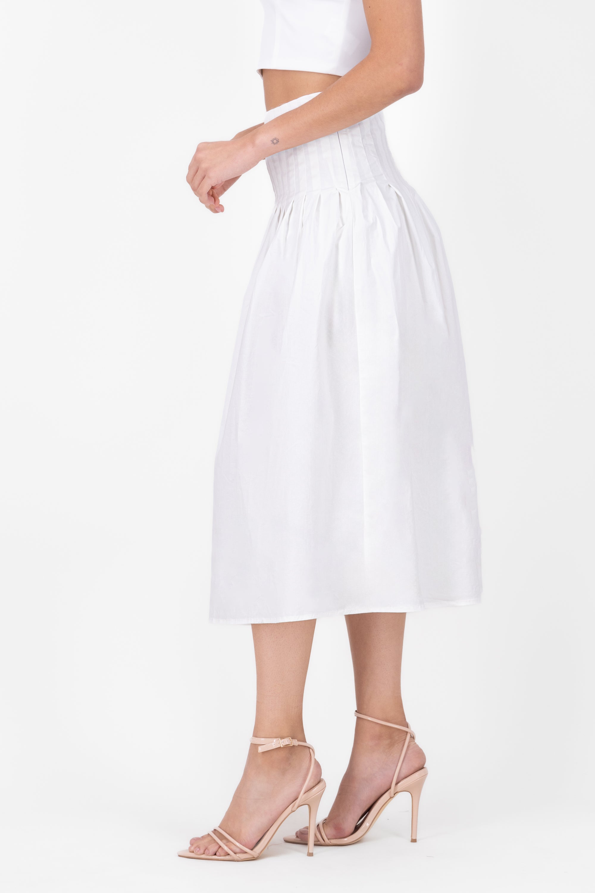 Midi skirt pleato boards Hypsters waist WHITE