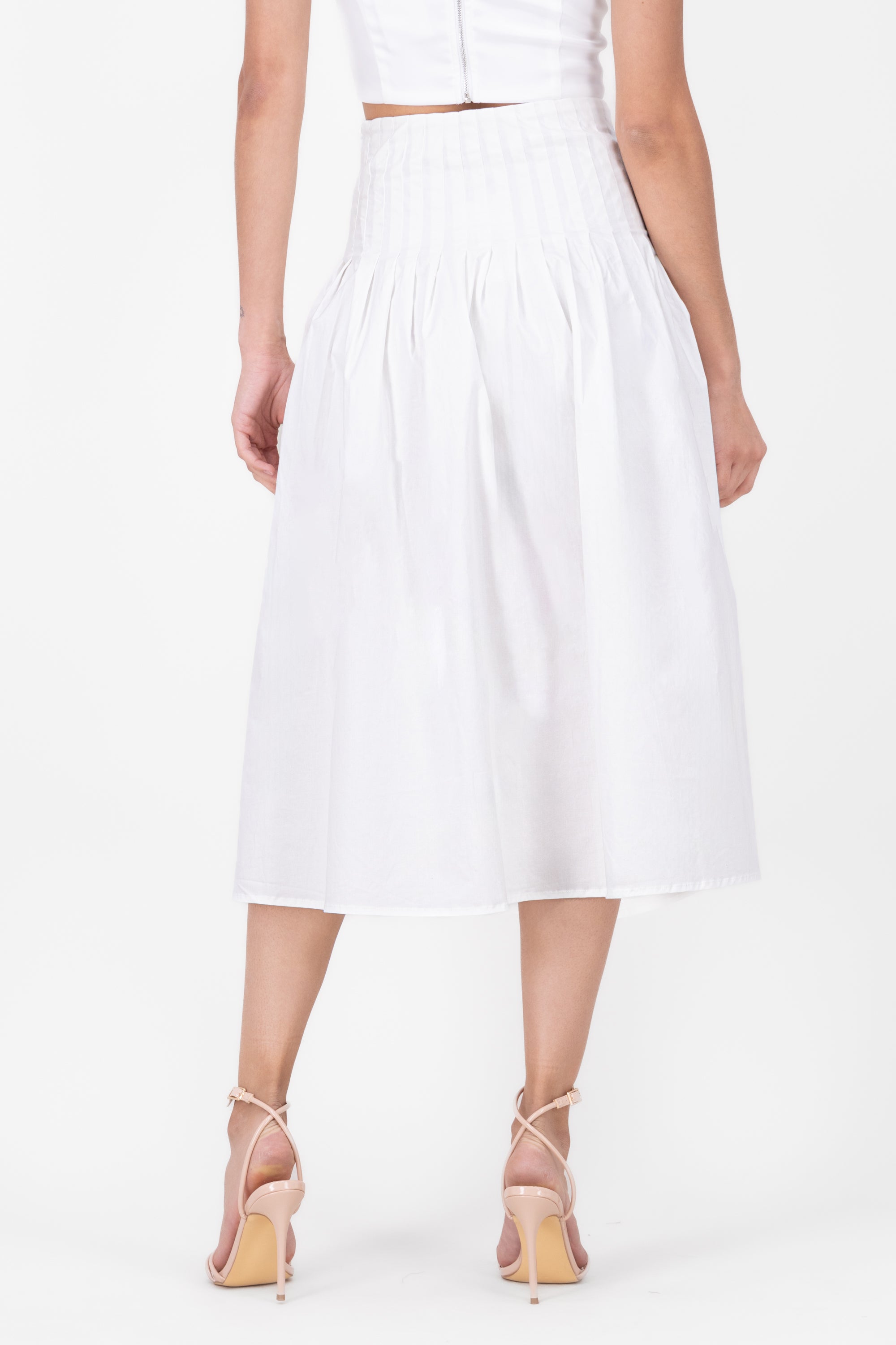 Midi skirt pleato boards Hypsters waist WHITE