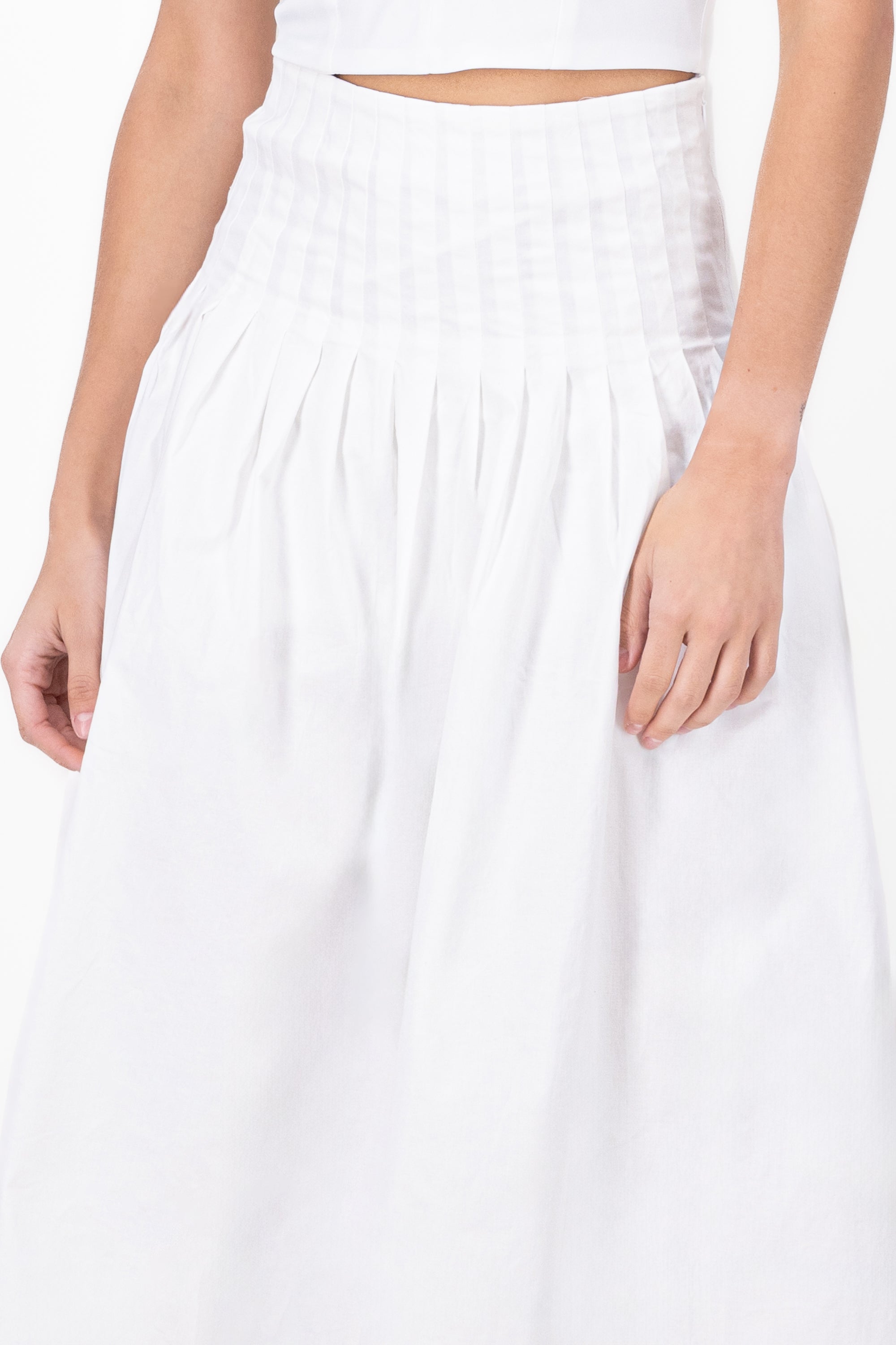 Midi skirt pleato boards Hypsters waist WHITE