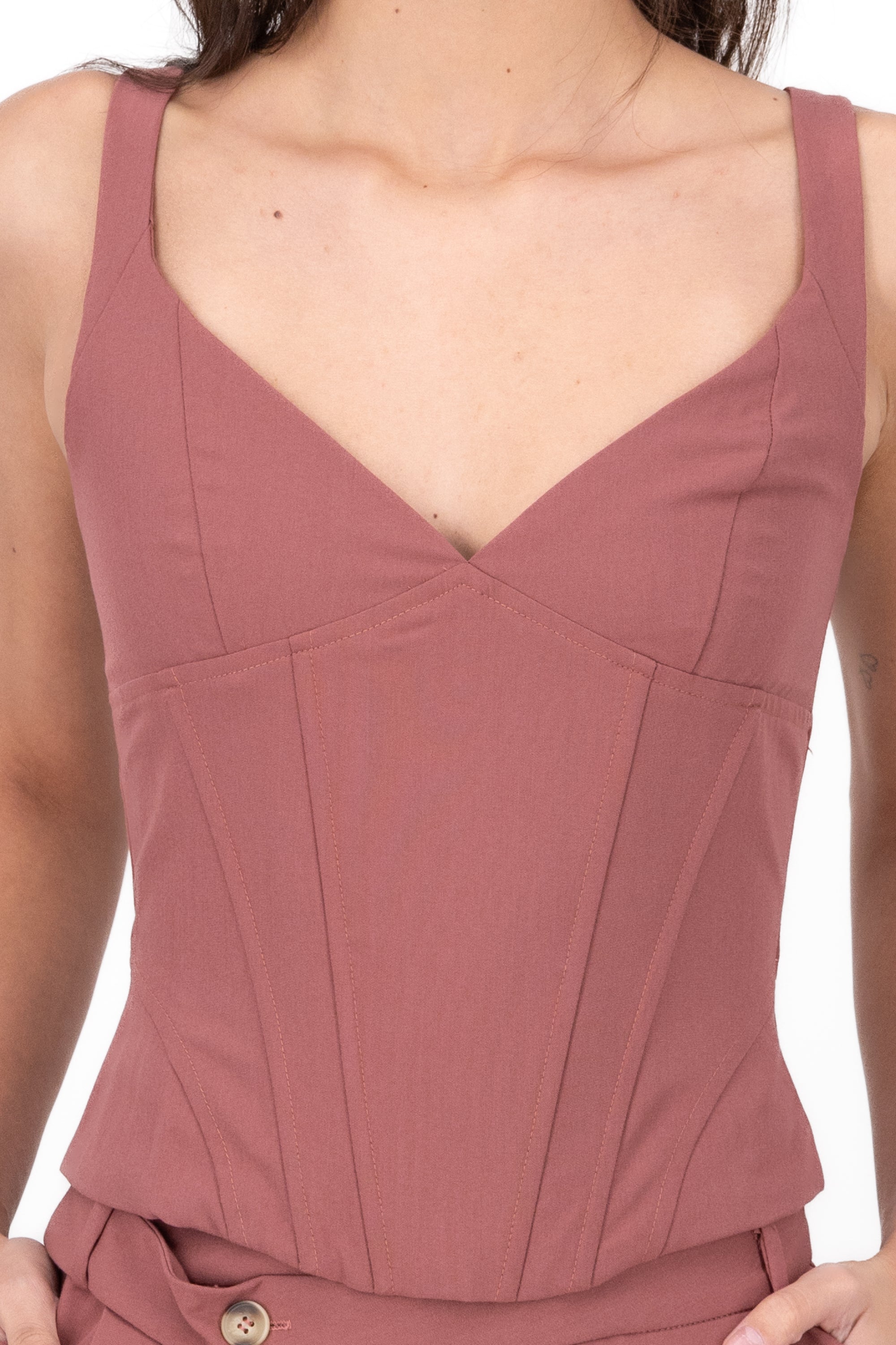 Corset Heart neckline with thick Hypsters strap Marsala