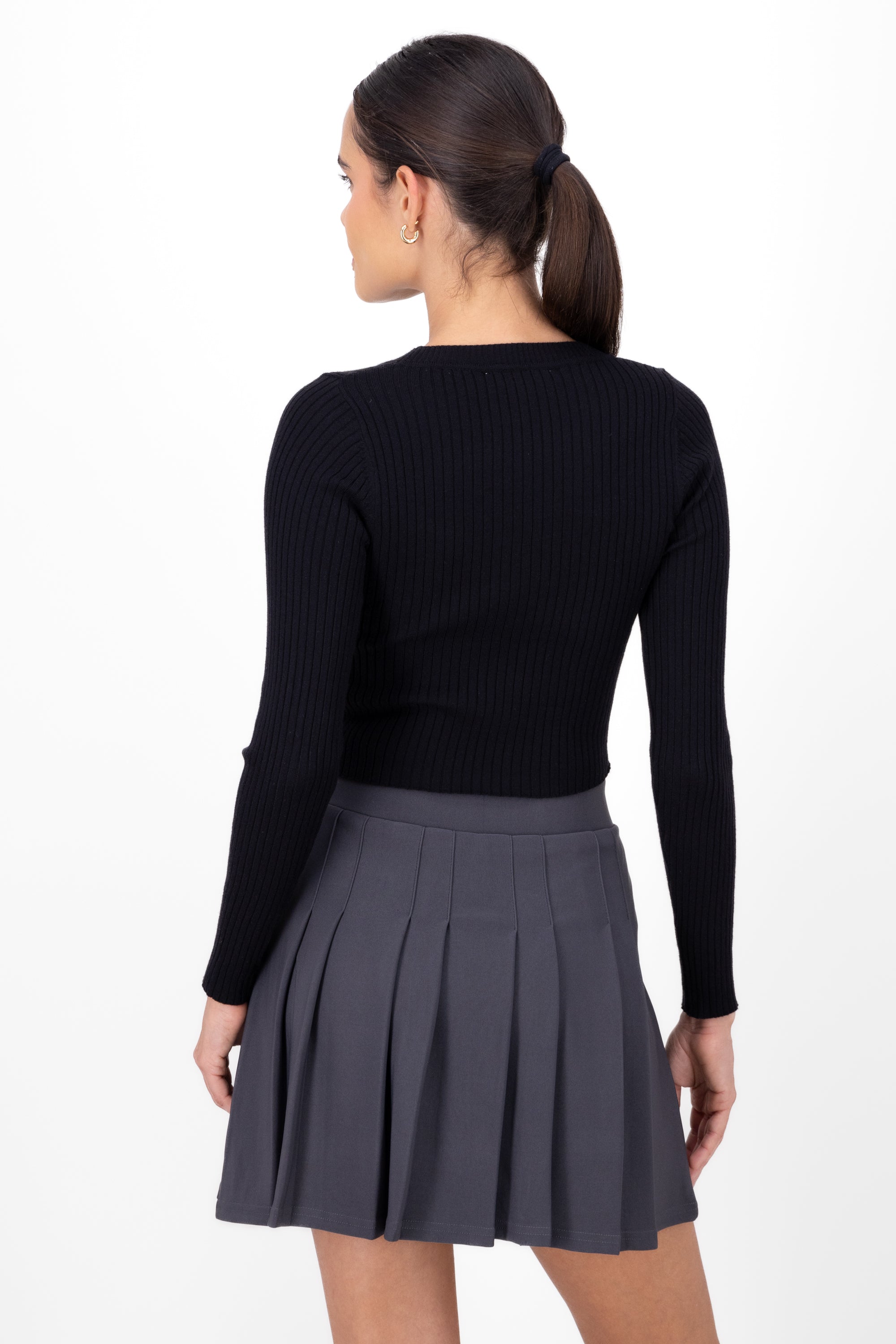 Top long sleeve rib BLACK