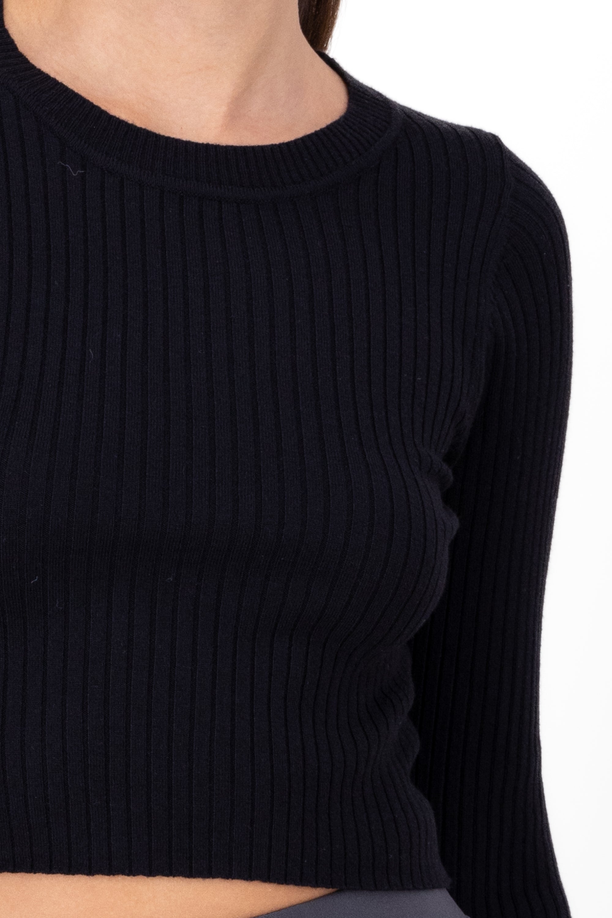 Top long sleeve rib BLACK