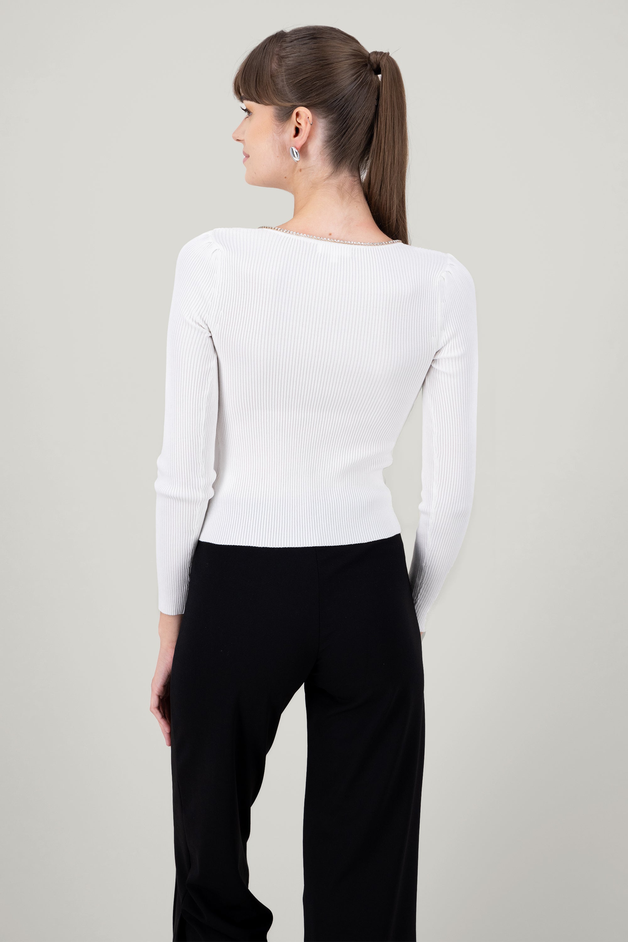 Top Long Sleeve Tissue V with Hipster Blillos WHITE