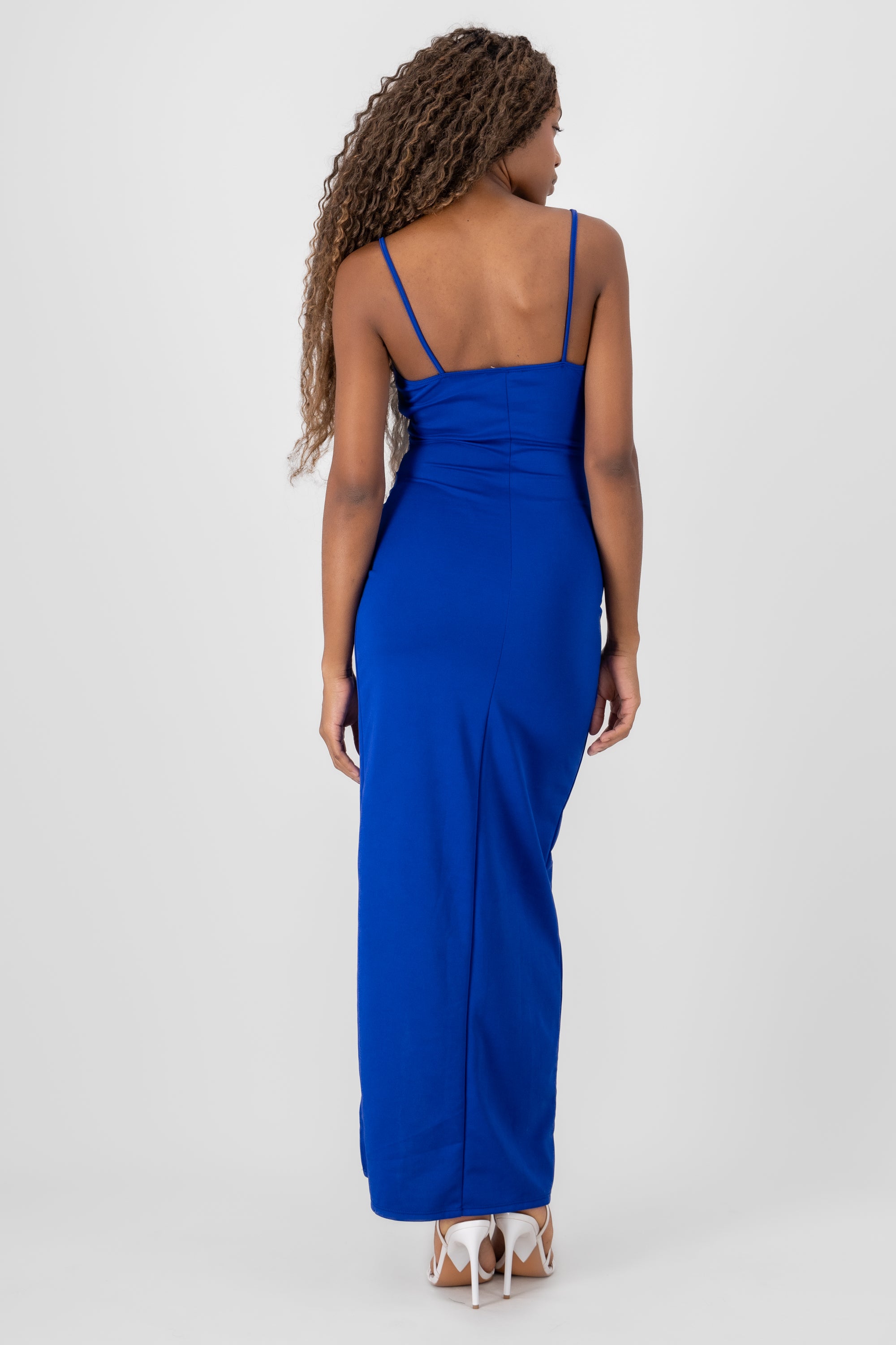 Vestido maxi cruce drapeado AZUL REY