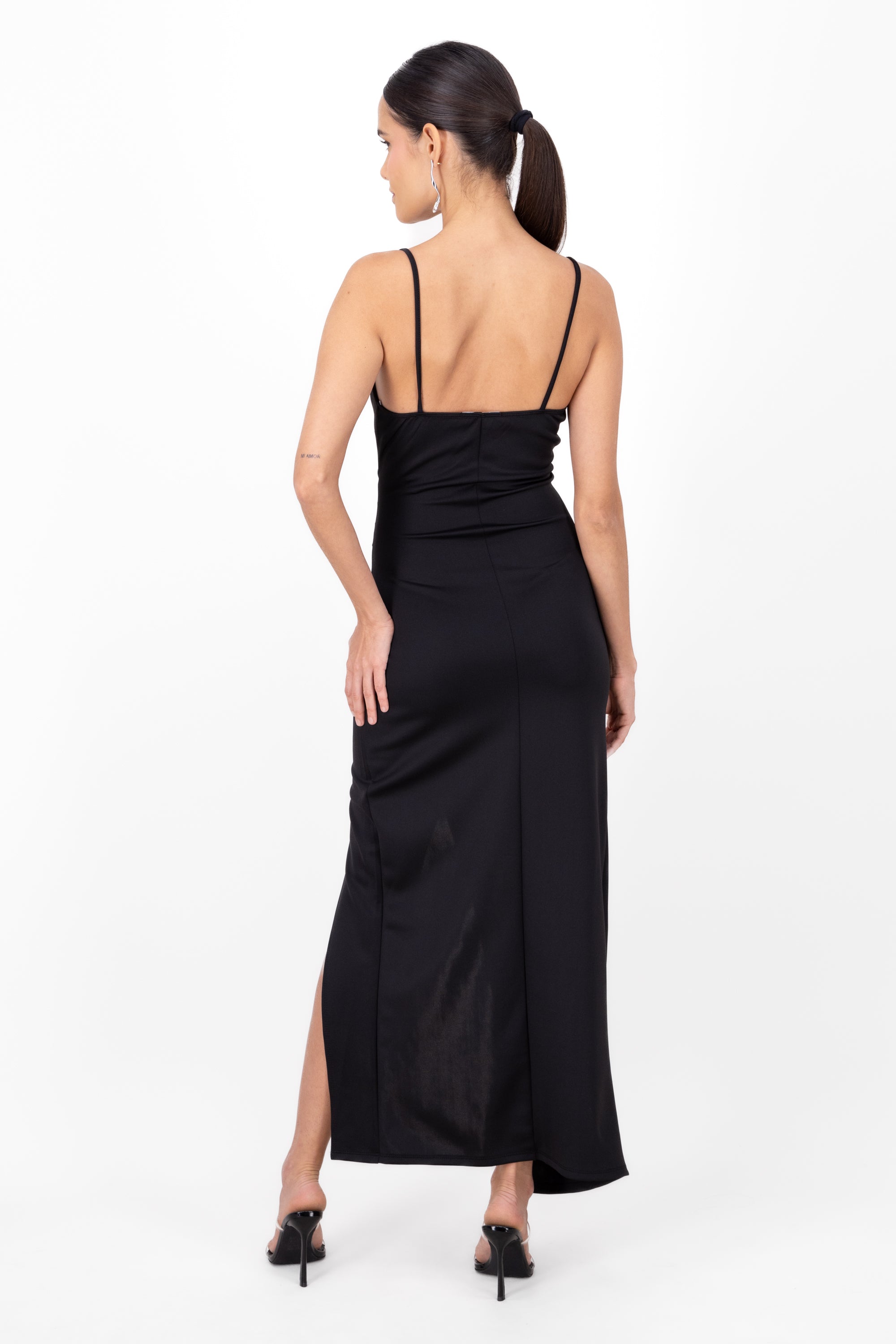 Vestido maxi cruce drapeado NEGRO