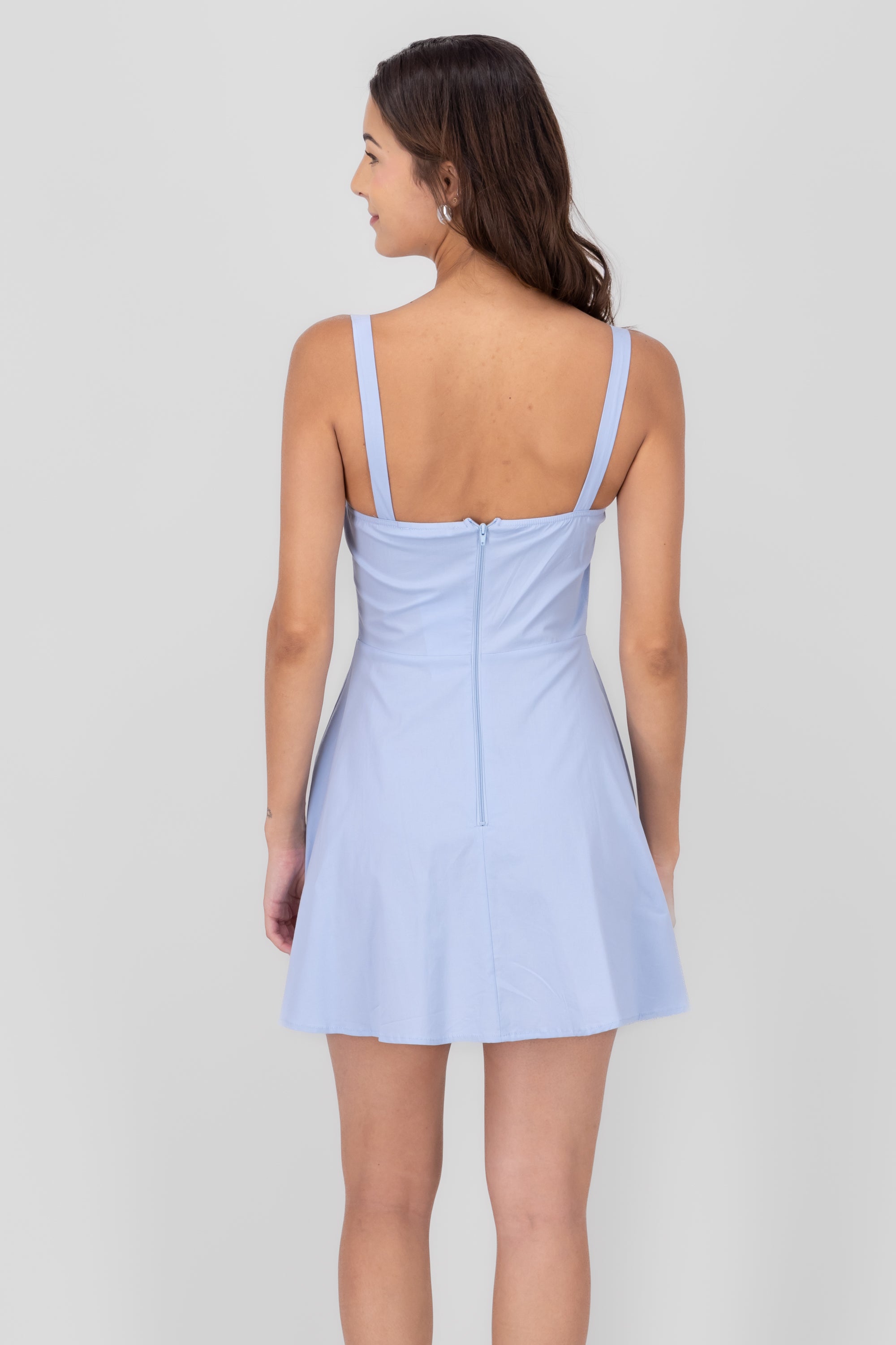 Vestido mini con tirantes AZUL CIELO