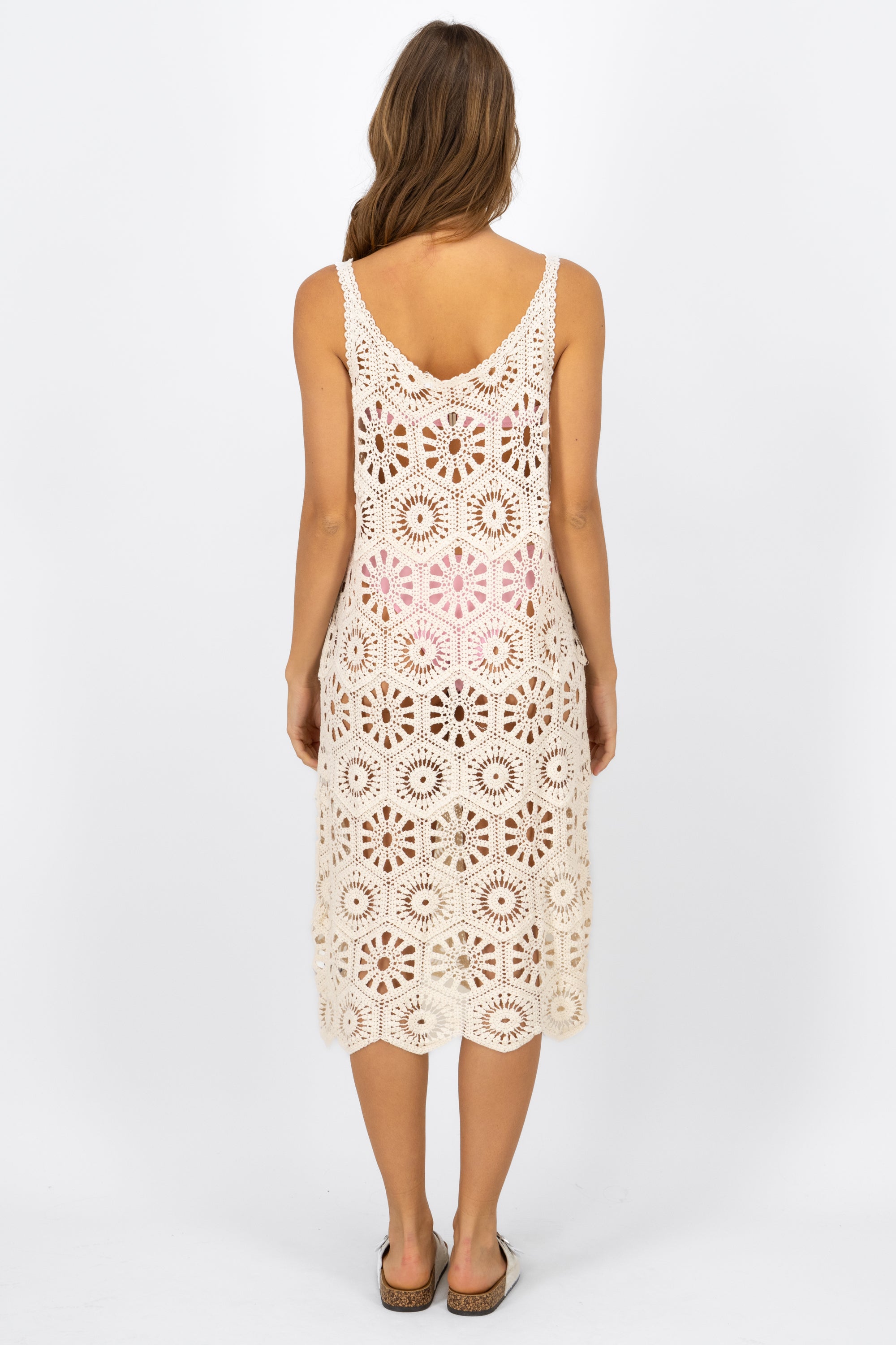 Midi crochet dress BEIGE